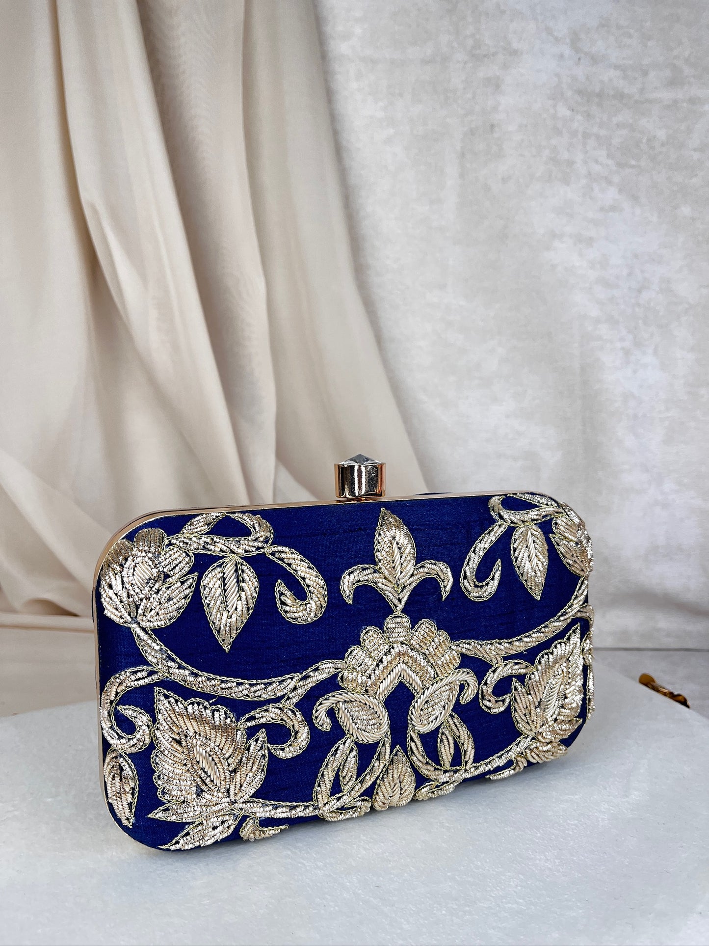 Gold Bead Embroidered Clutch