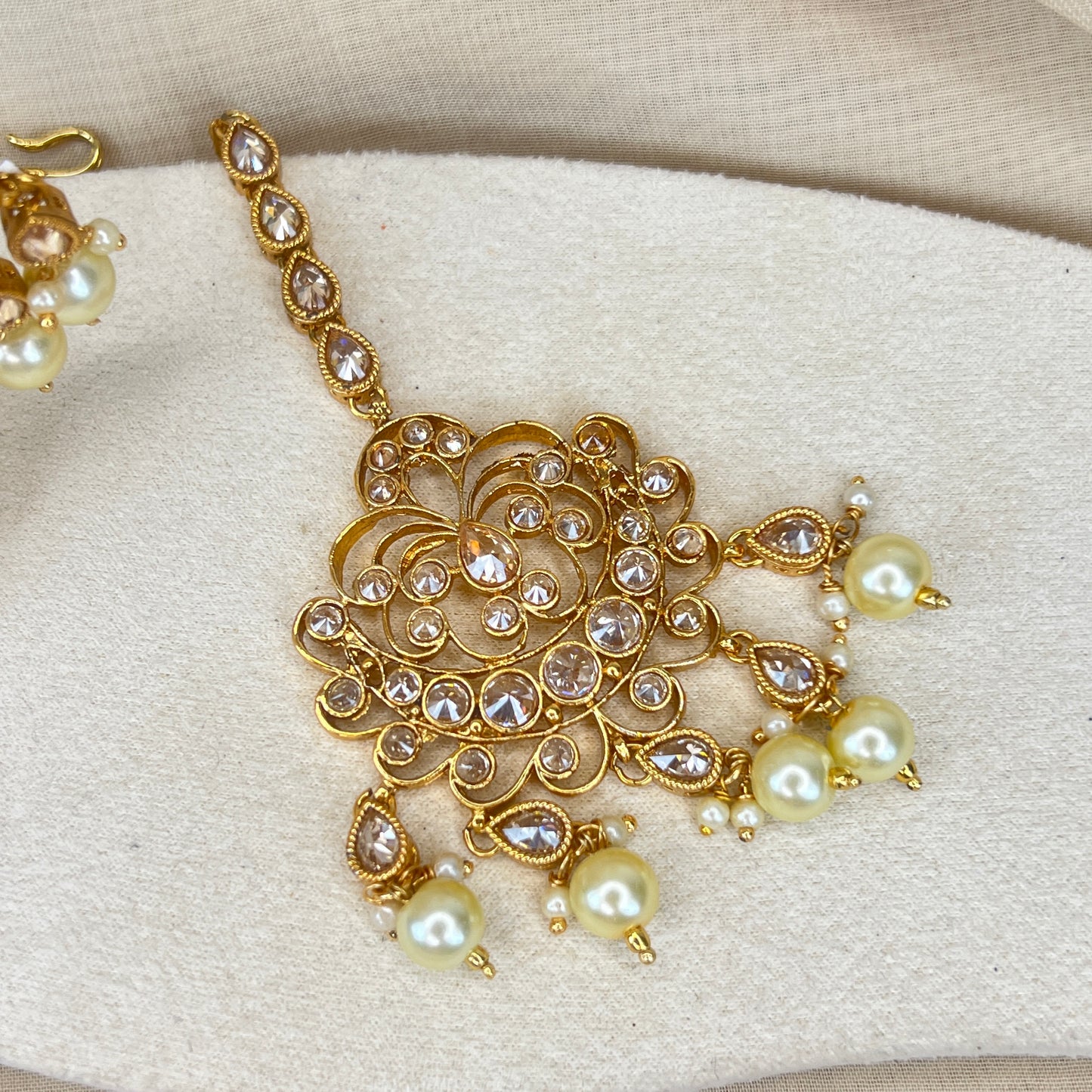 Gold Earring & Tikka Set
