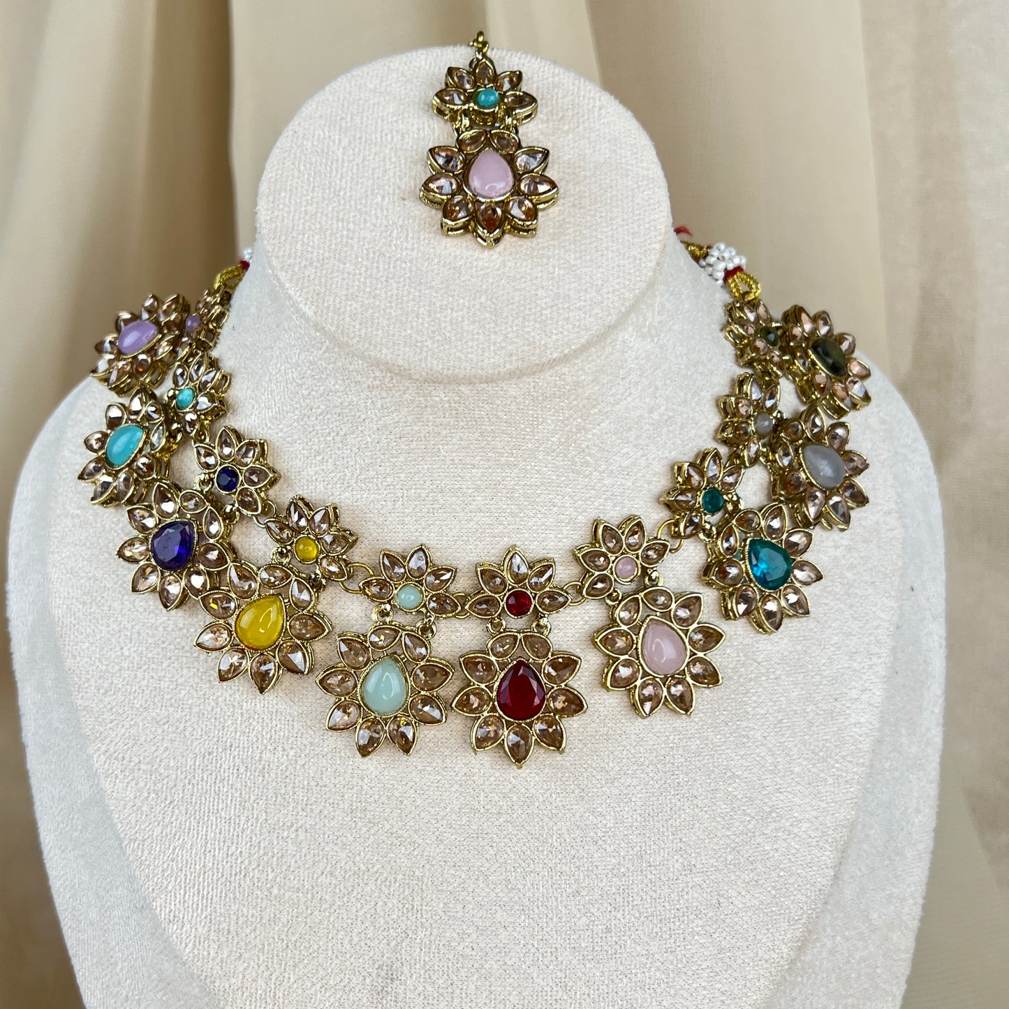 Flower Polki Necklace Set