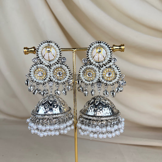 Oversized Oxidized Jhumka Earrings