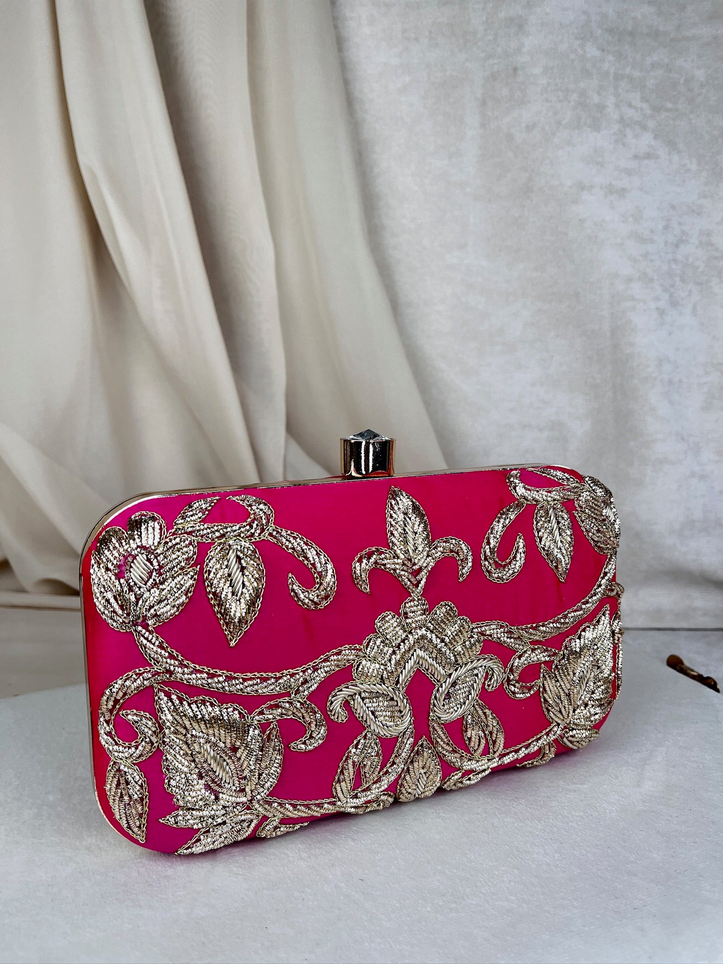Gold Bead Embroidered Clutch