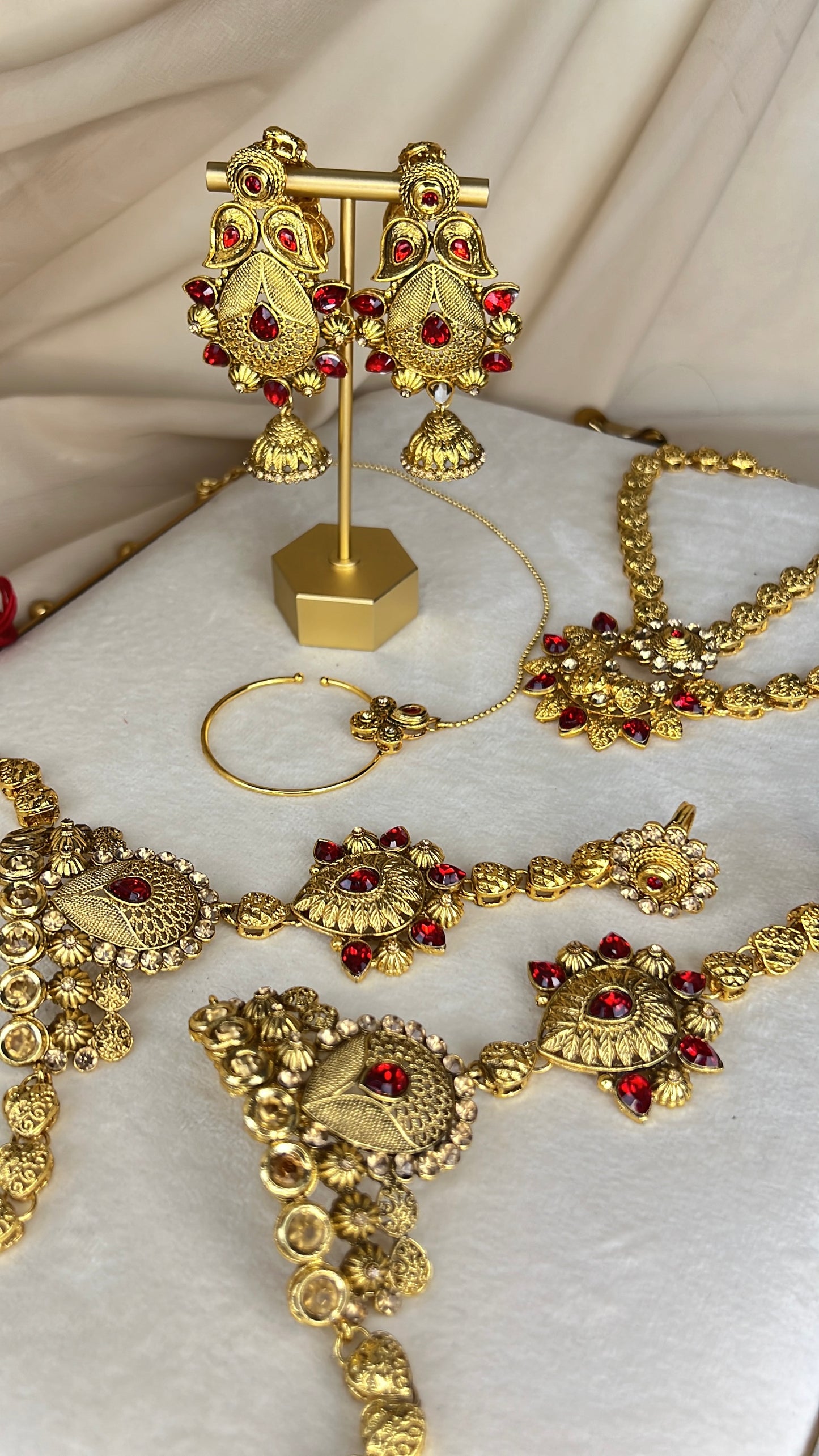 Traditional Gold and Red Bridal Set