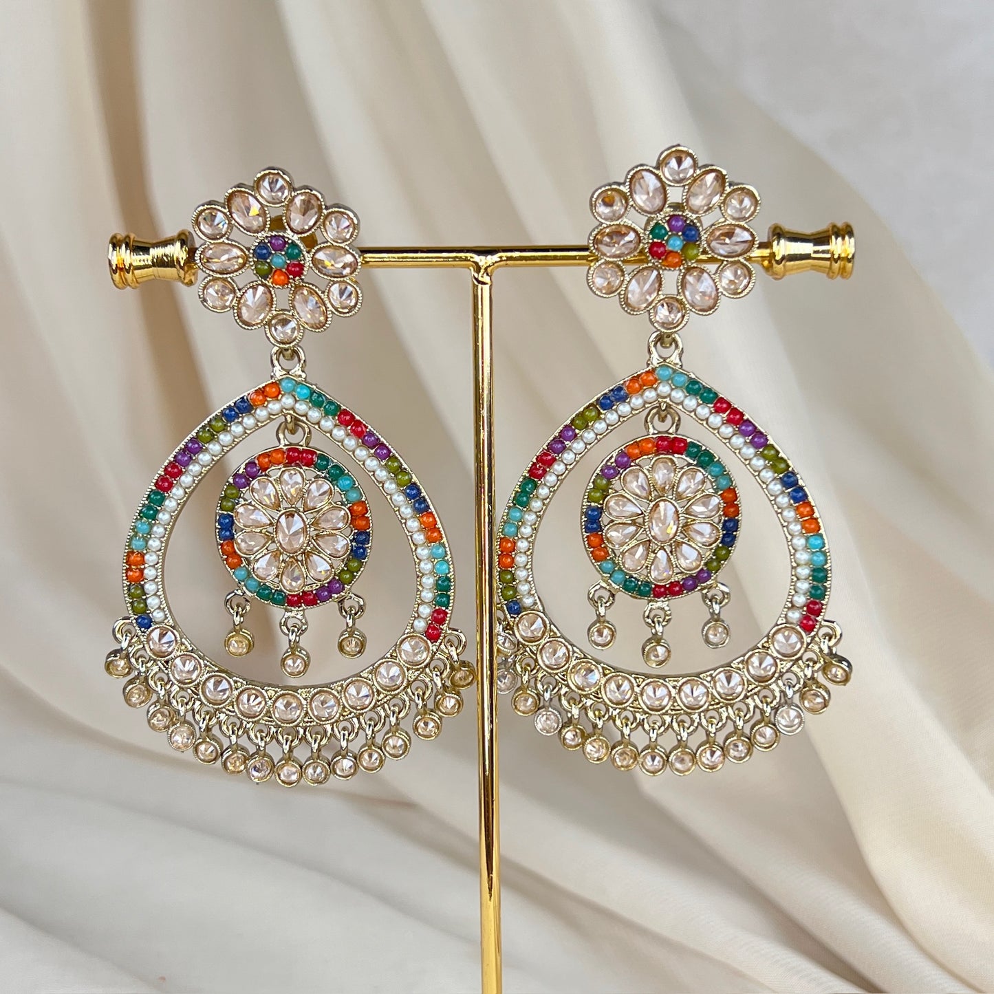Statement Nauratan Style Chandbali Earrings