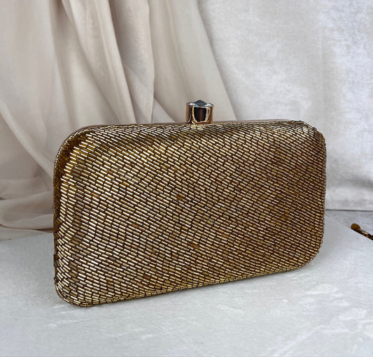 Gold Beaded Clutch