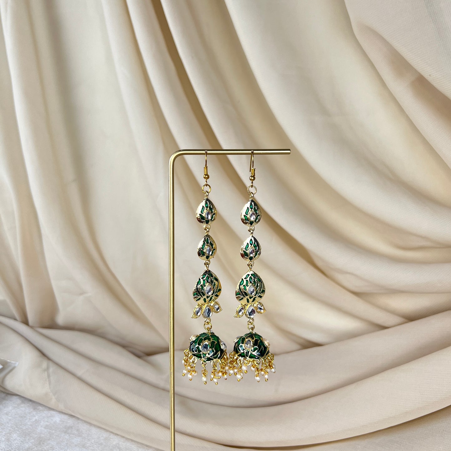 Lightweight Long Meenakari Jhumka