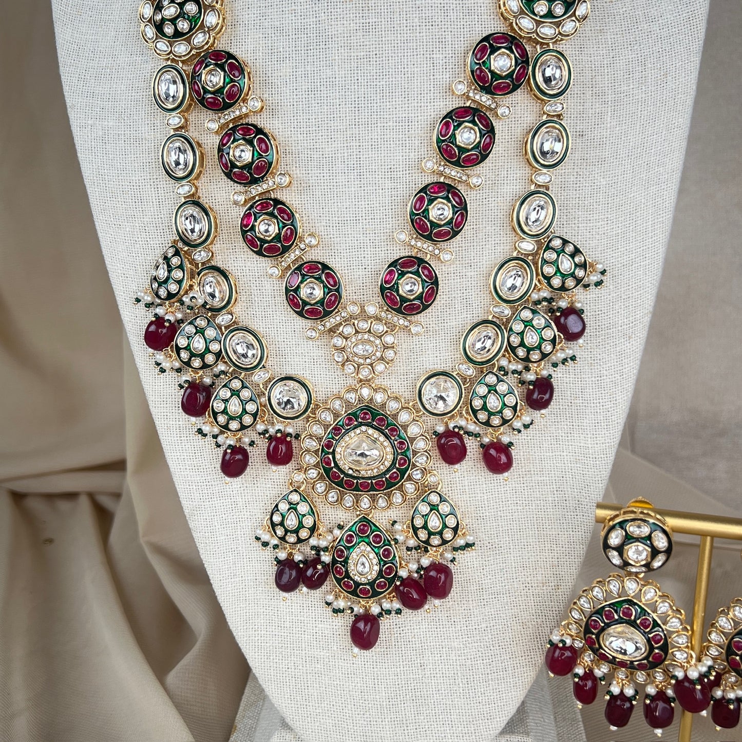 Meena Kari Kundan Long Necklace Set | Mala | Haar