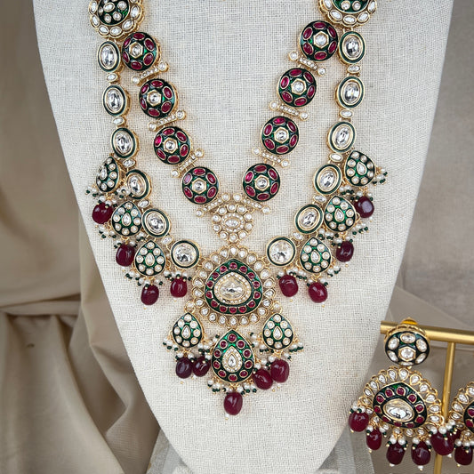 Meena Kari Kundan Long Necklace Set | Mala | Haar