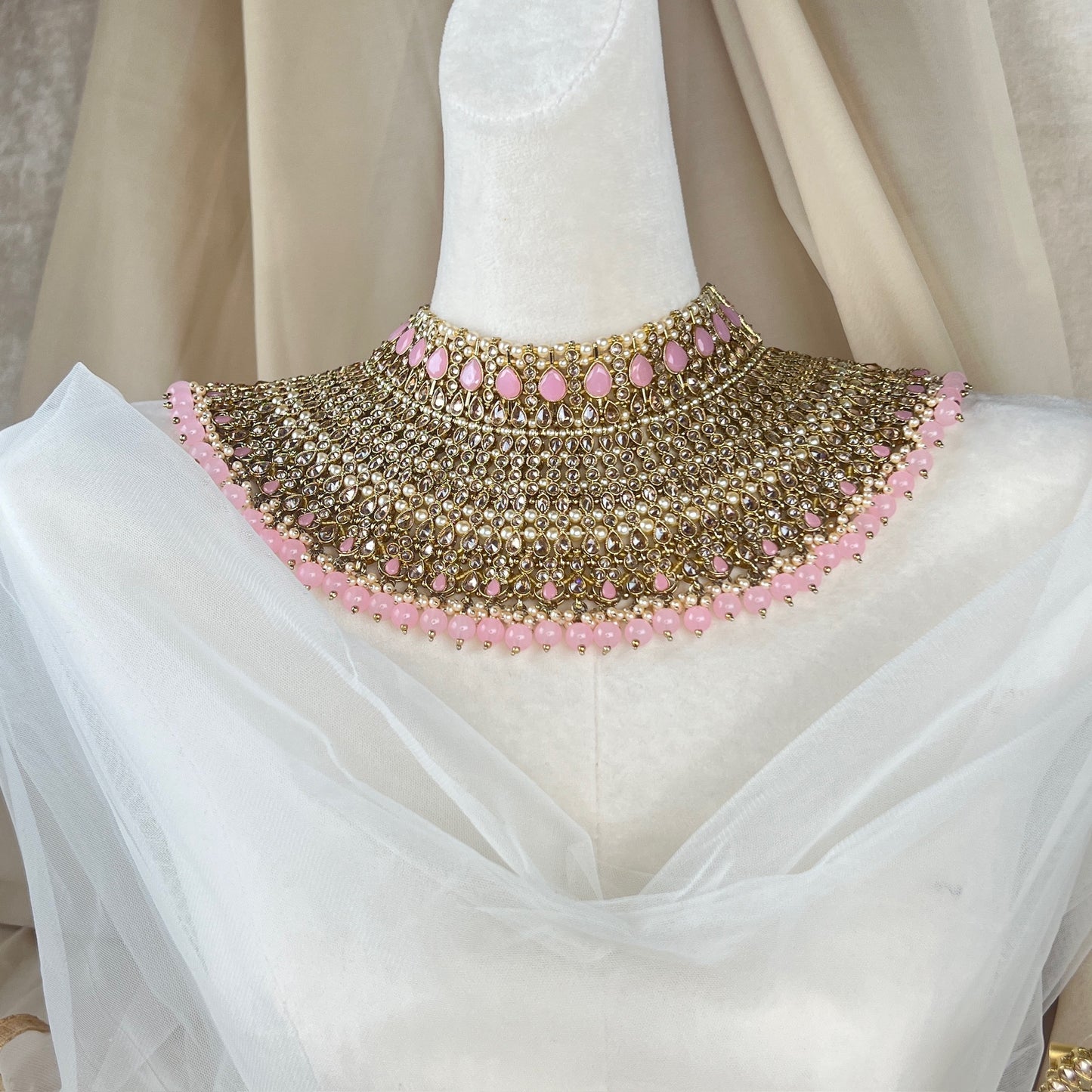 Large Semi Bridal Choker Bib Set
