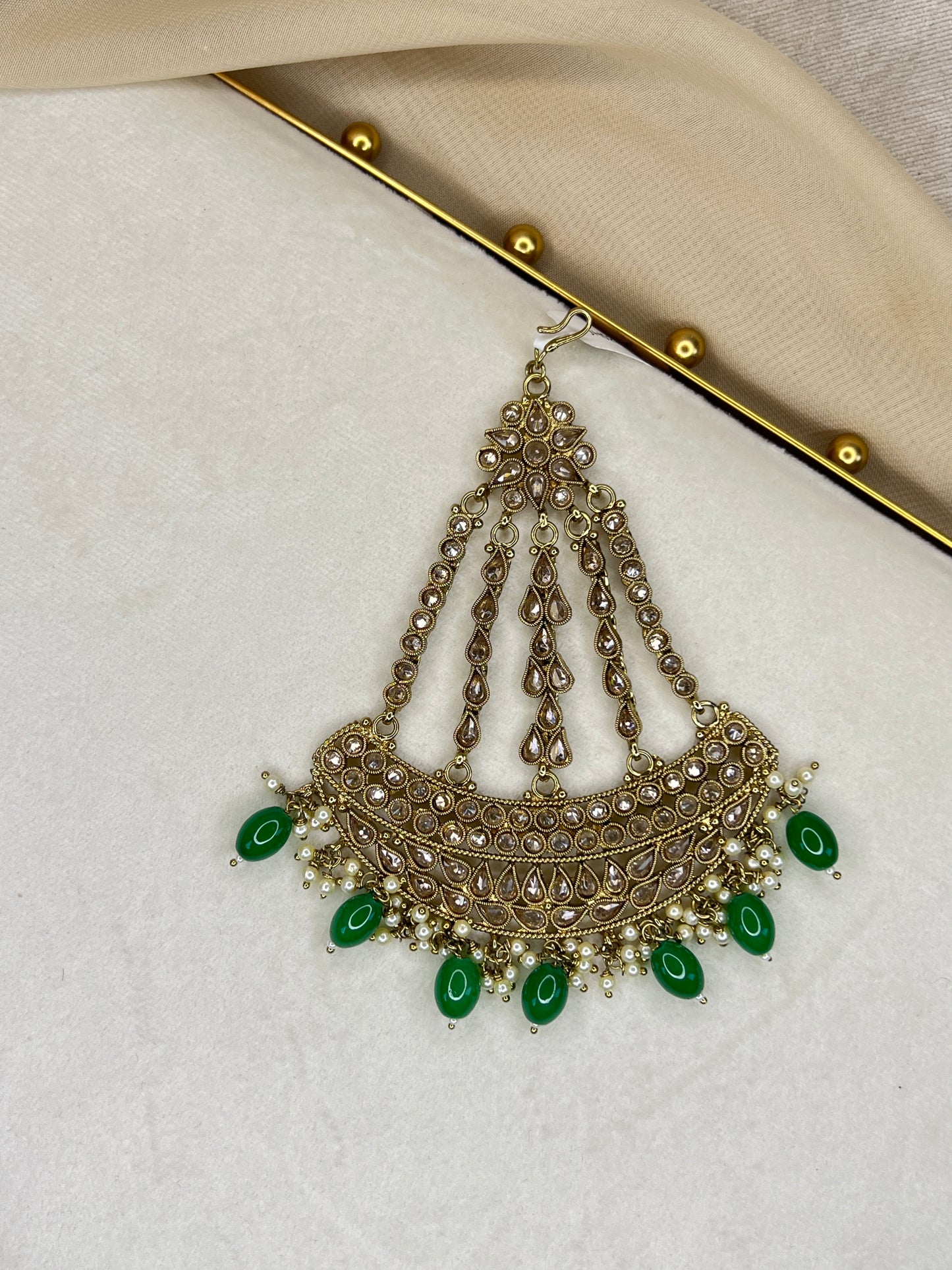 Polki Side Tikka Headpiece | Jhoomar | Japta | Passa