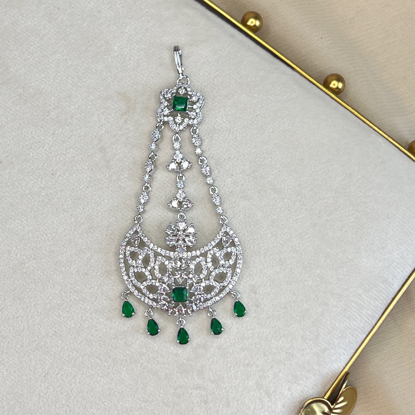 American Diamond | AD | Dainty Silver Jhoomar | Jhapta | Side Tikka