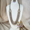 Polki Lavender Long Necklace Set | Mala | Haar