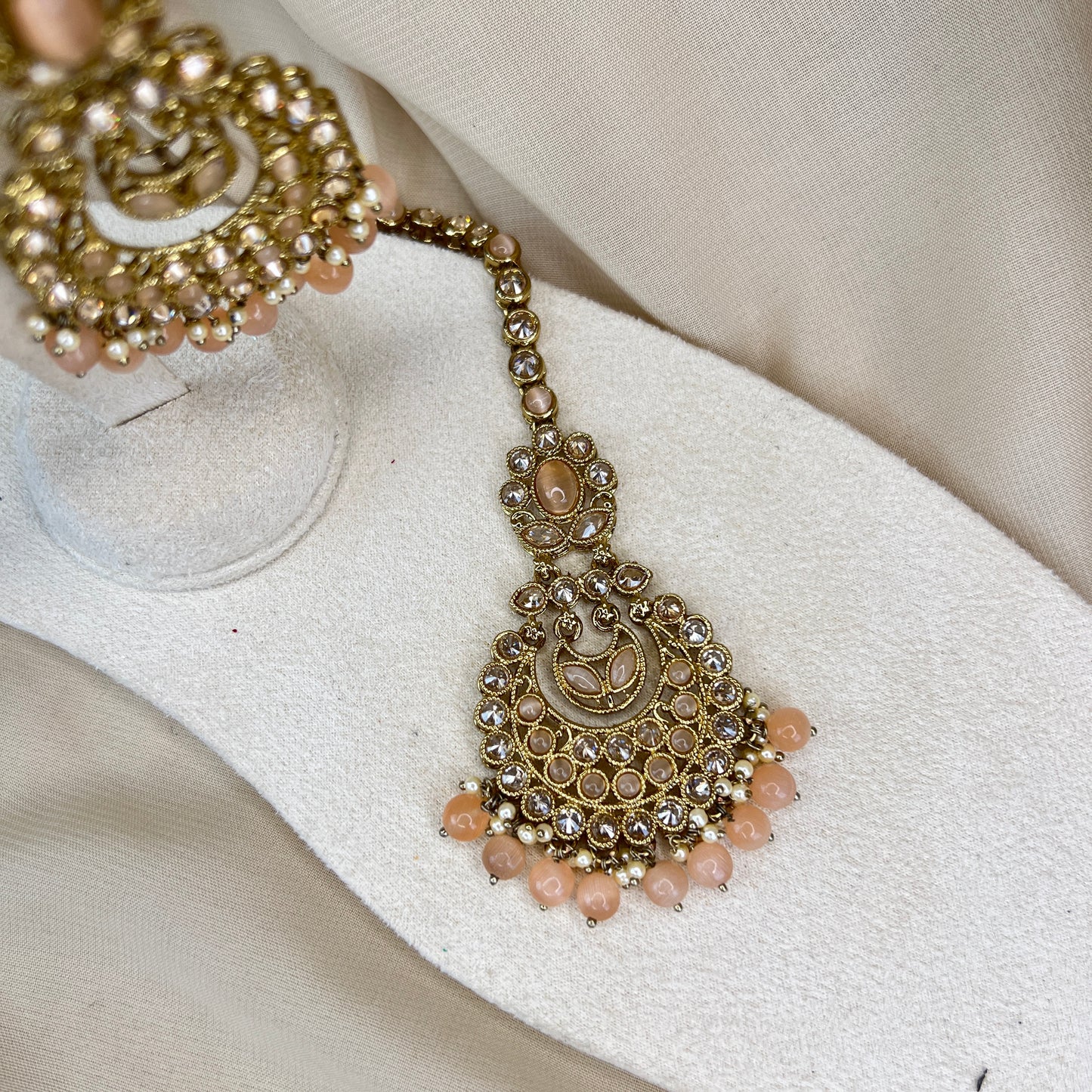 Gold Polki Earring & Tikka Set