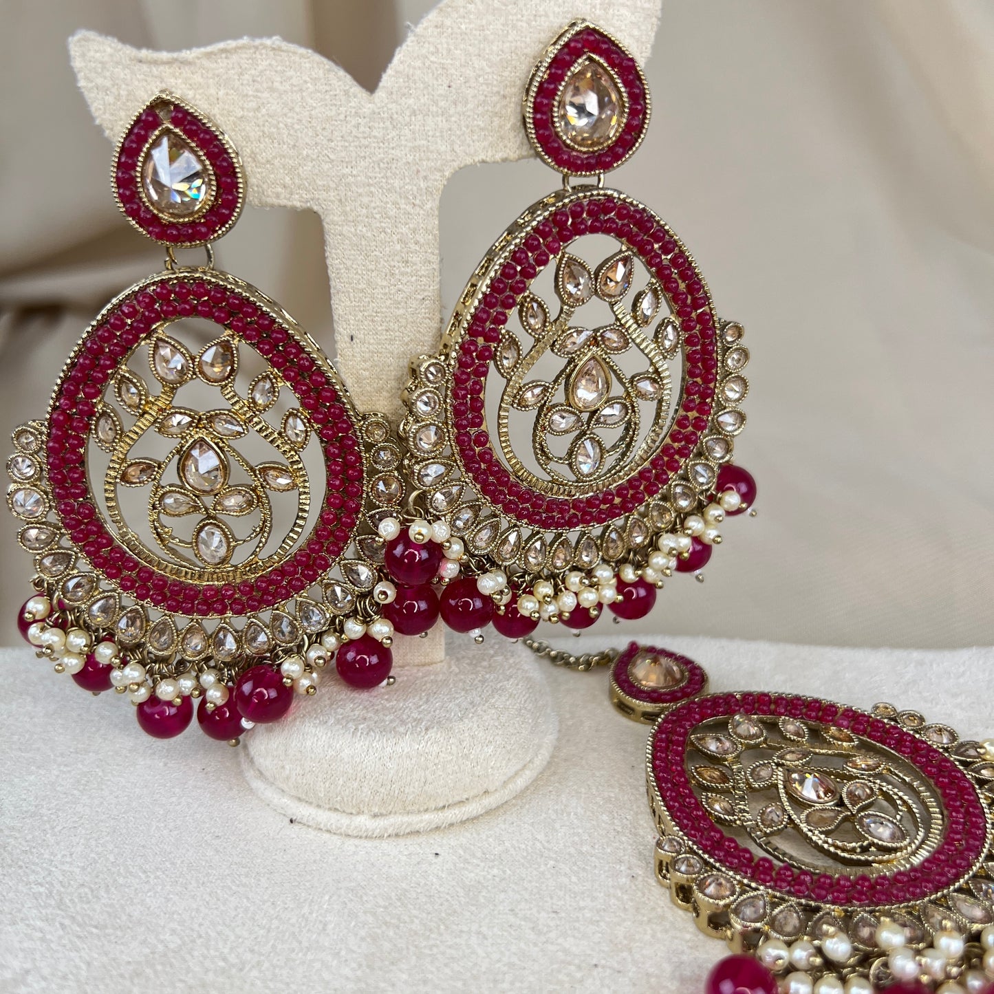Oversized Nauratan Earring and Tikka Set