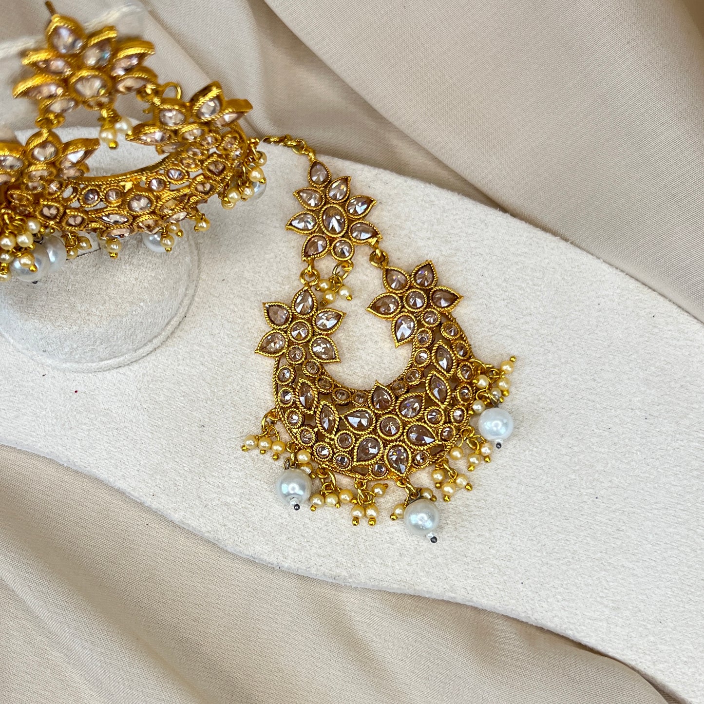 Oversized Polki Earring & Tikka Set