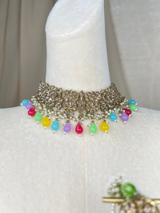 Pakistani Semi Bridal Choker Set w/Jhommar