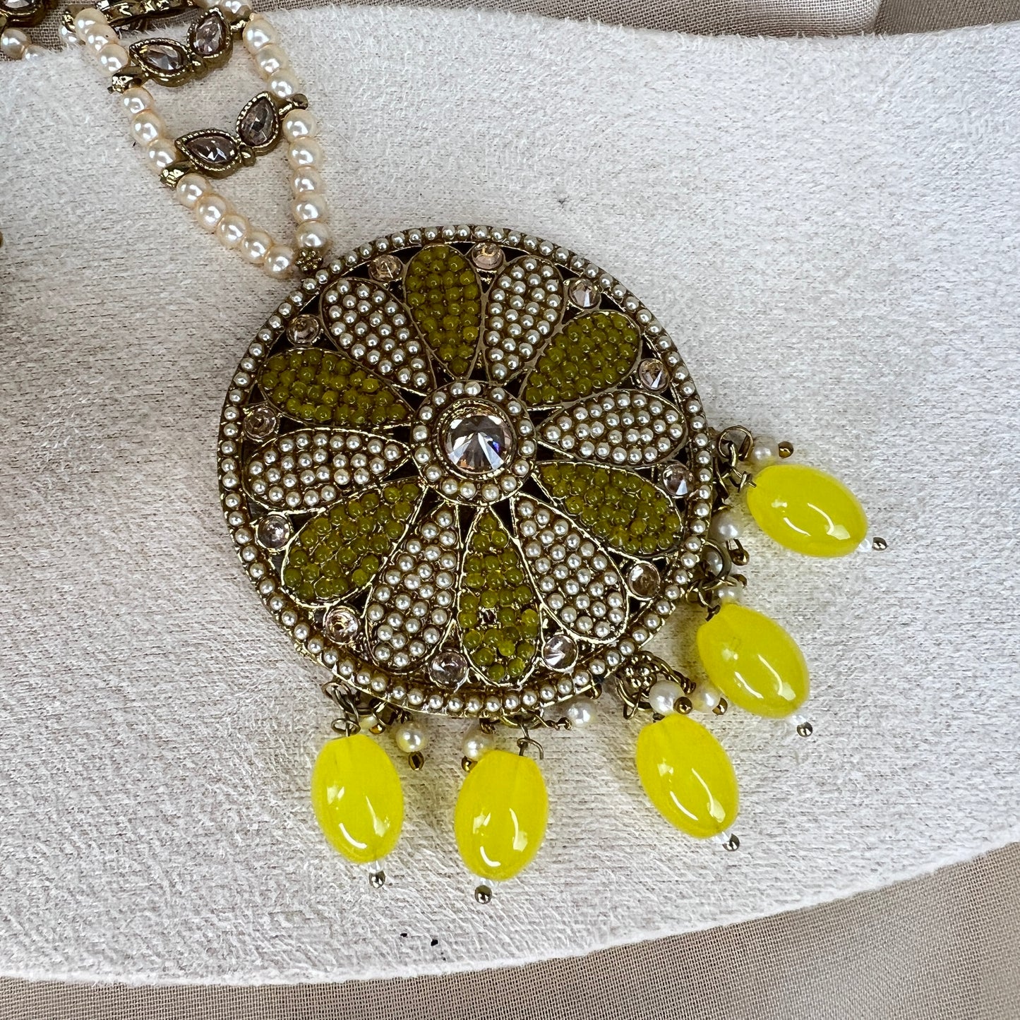 Nauratan Jhumka Oversized Earring and Tikka Set