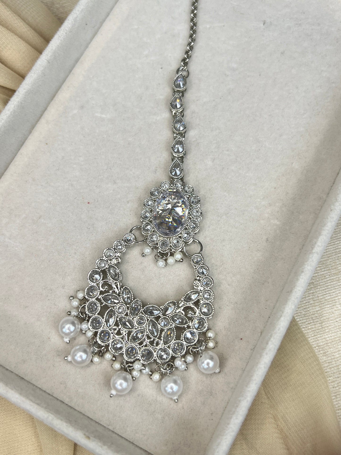 Silver Semi Bridal Choker Set