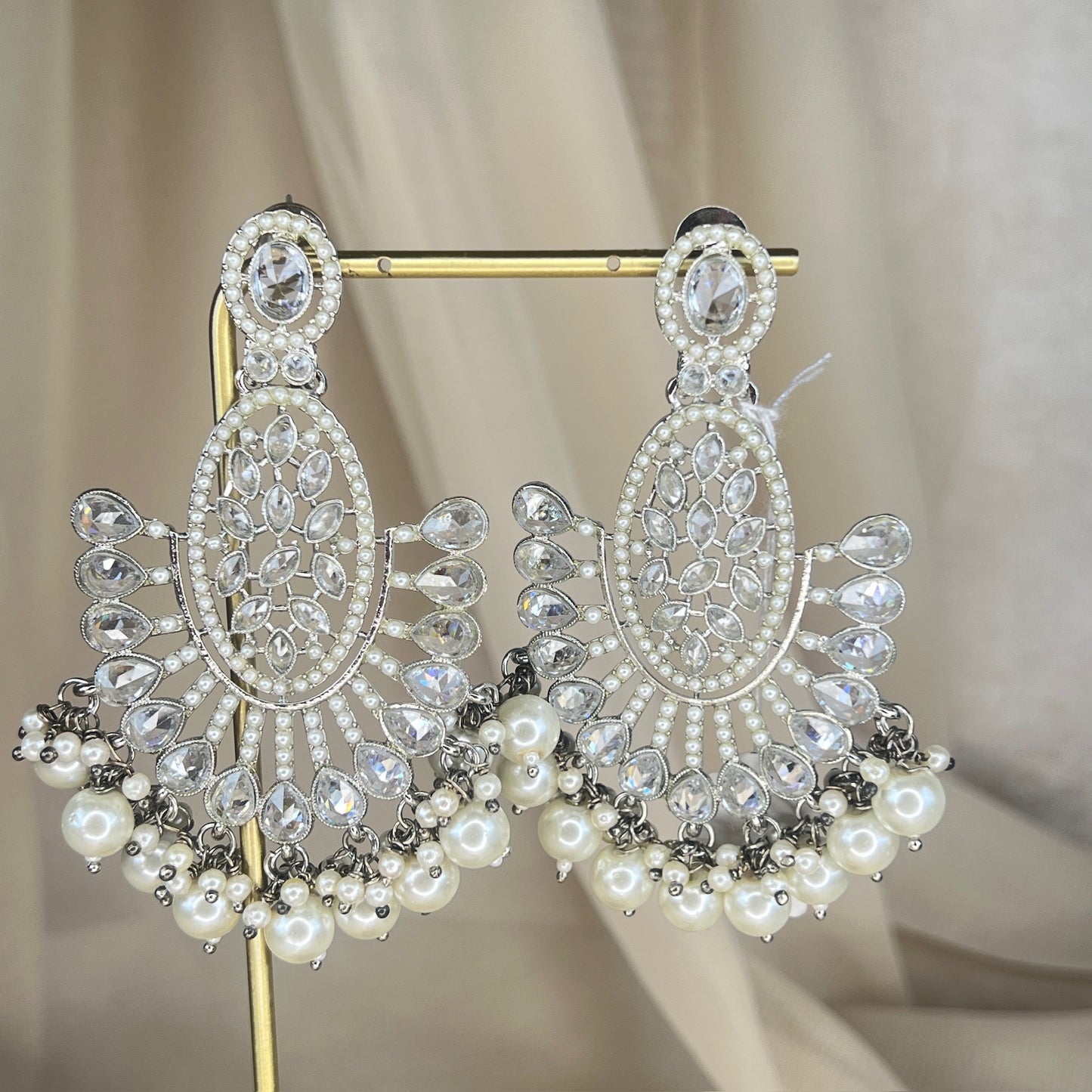 Statement Silver Polki Earrings
