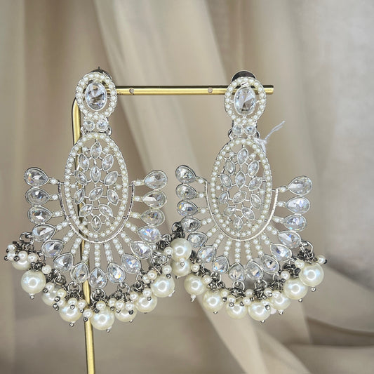 Statement Silver Polki Earrings