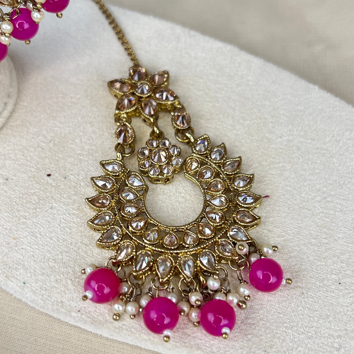 Oversized Polki Earring and Tikka Set