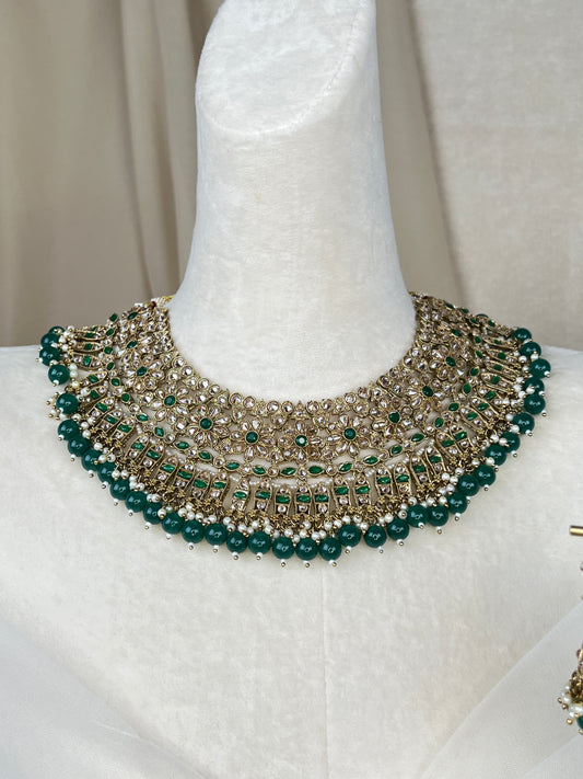 Pakistani Style Polki Bib Necklace Set