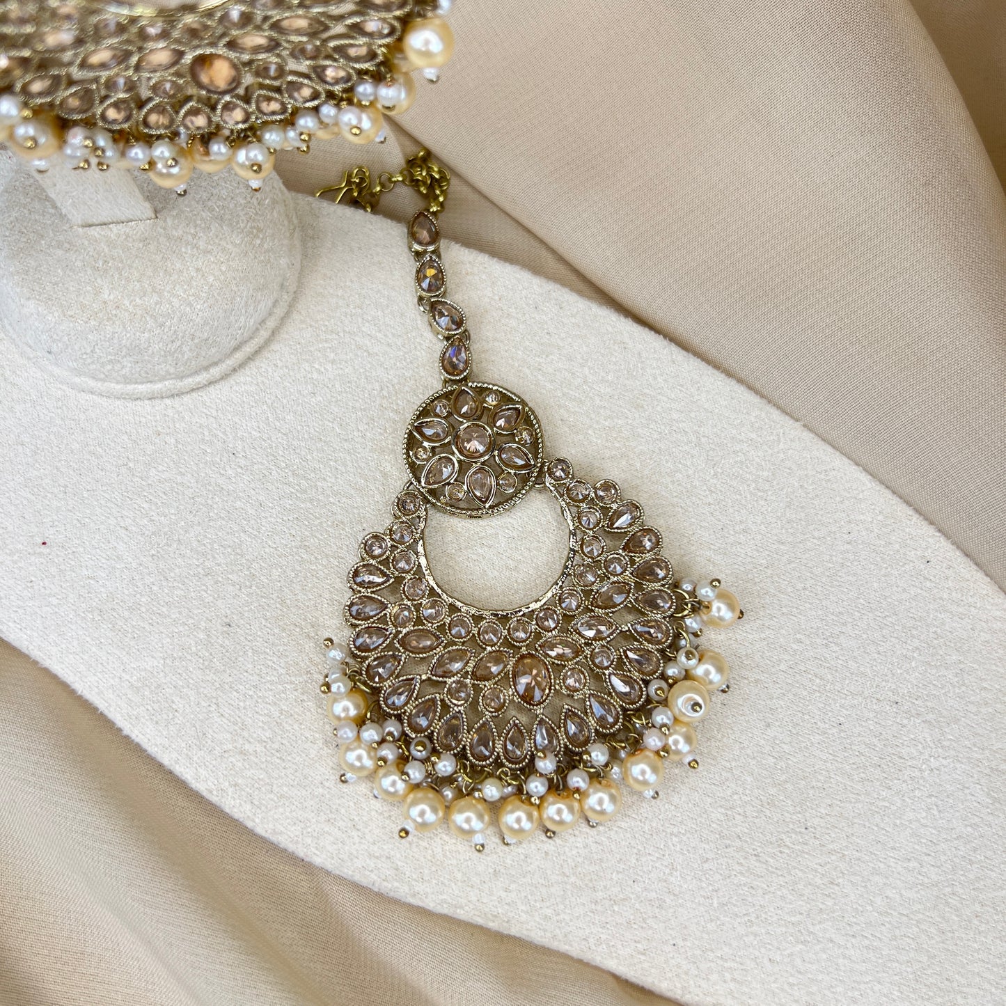 Oversized Gold Earring and Tikka Set