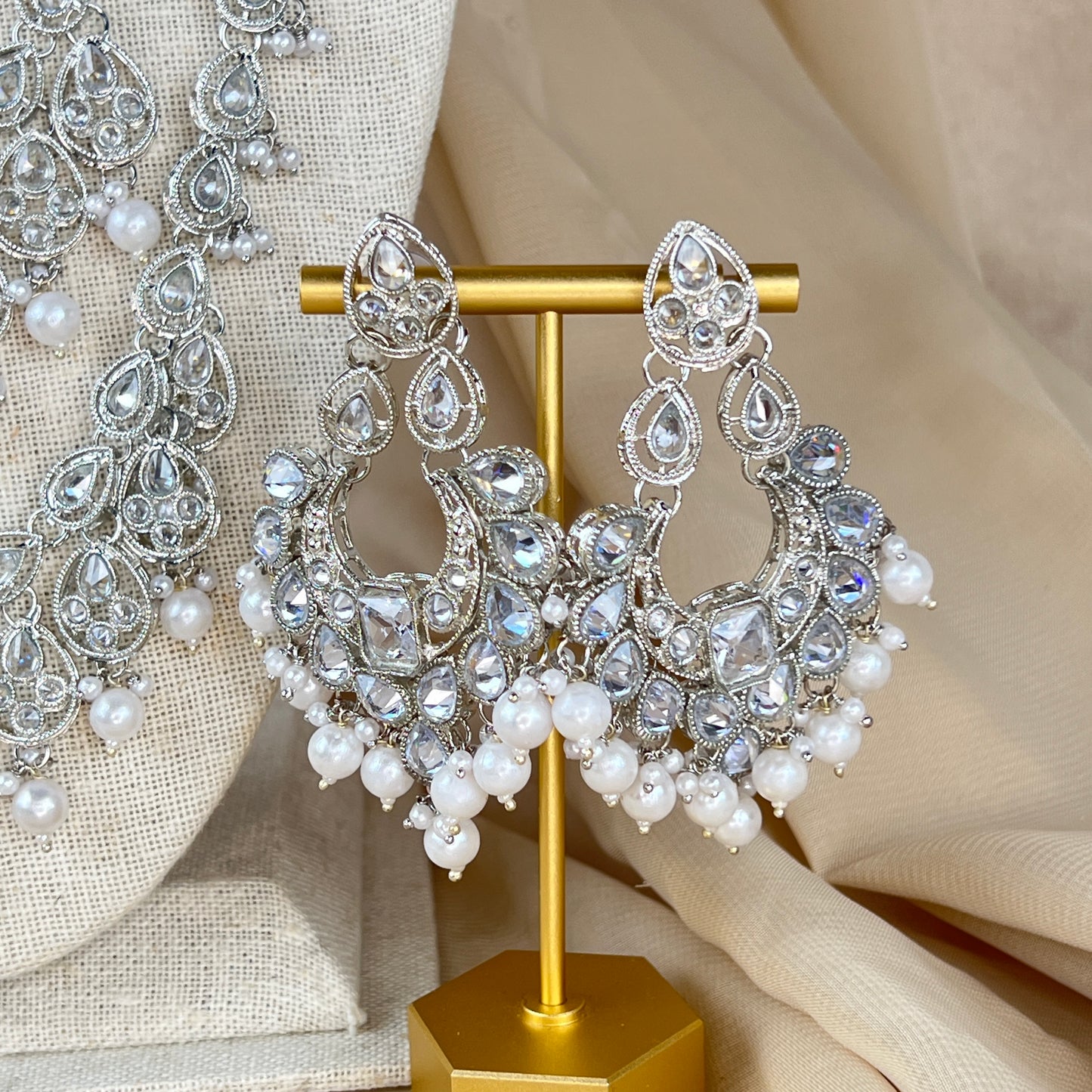 Long Pearl Polki Mala | Tiered Necklace Set