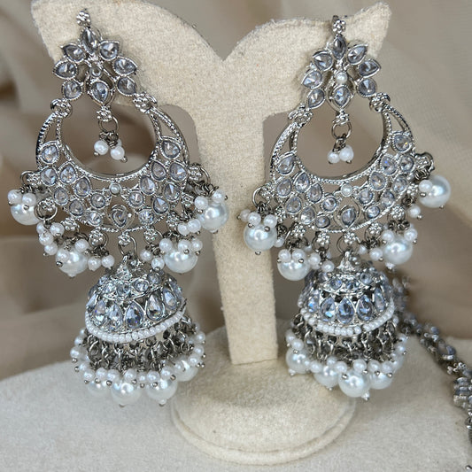 Silver Jhumka Earring and Tikka Set