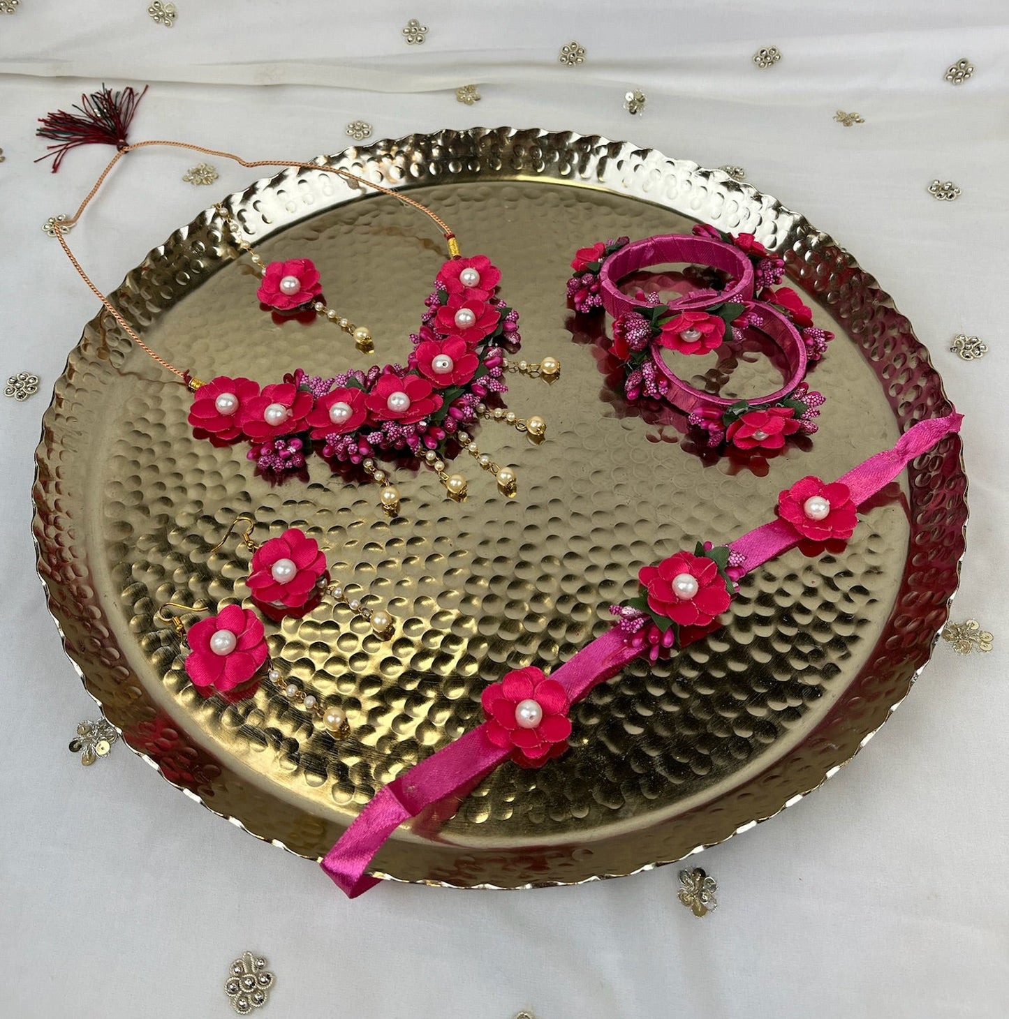 Floral | Faux Flower Necklace set w/ bangles