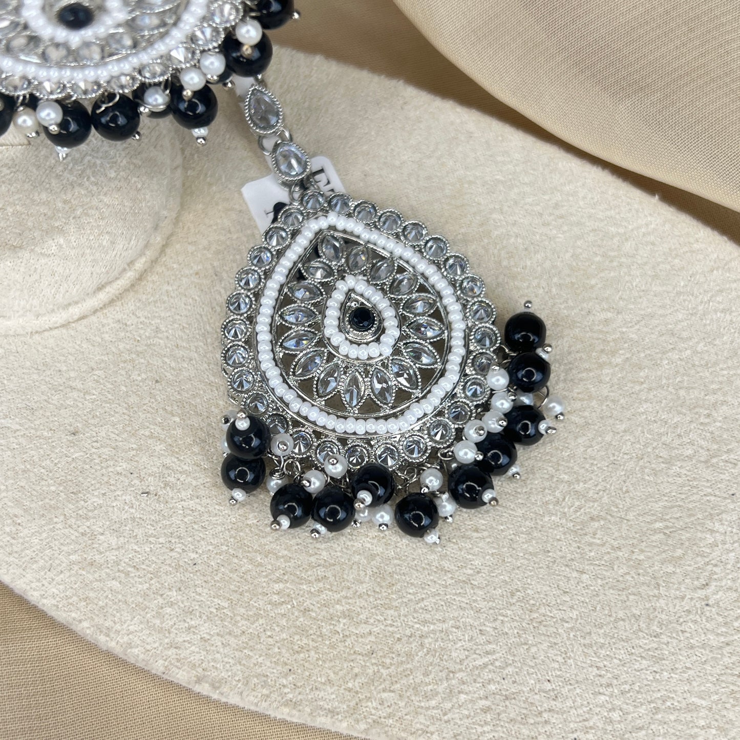 Silver Polki Earring and Tikka Set