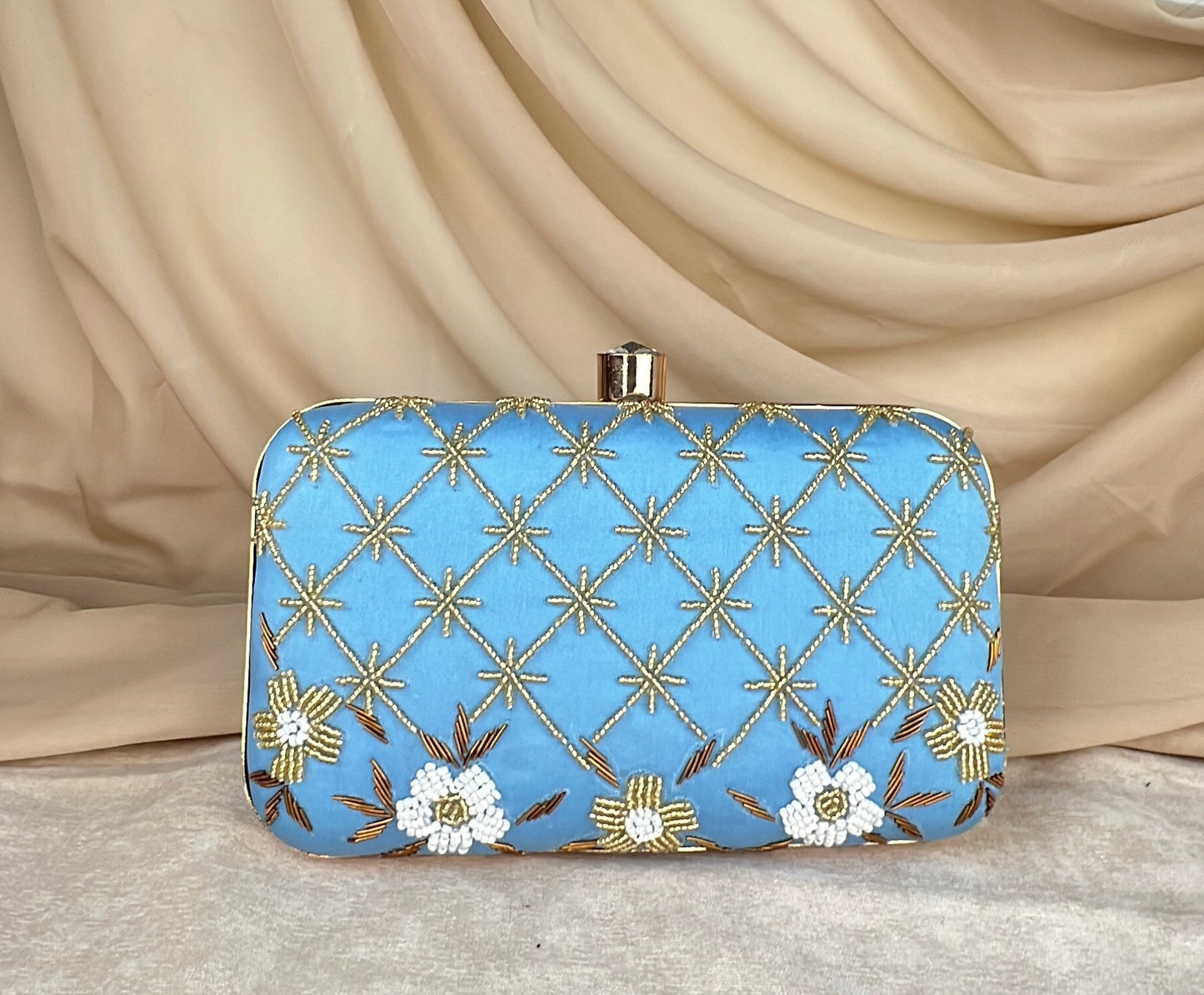 Gold Bead Embroidered Clutch