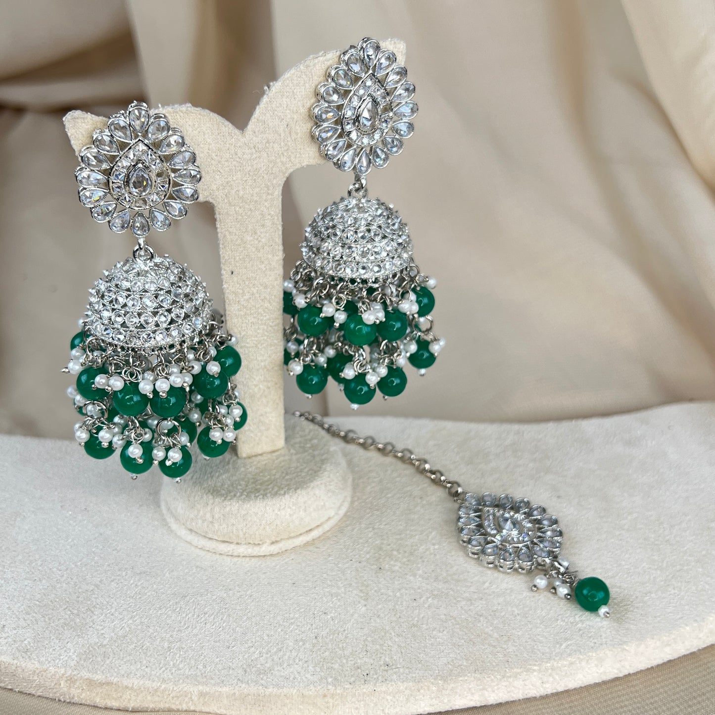 Large Jhumka Earring and Tikka Set