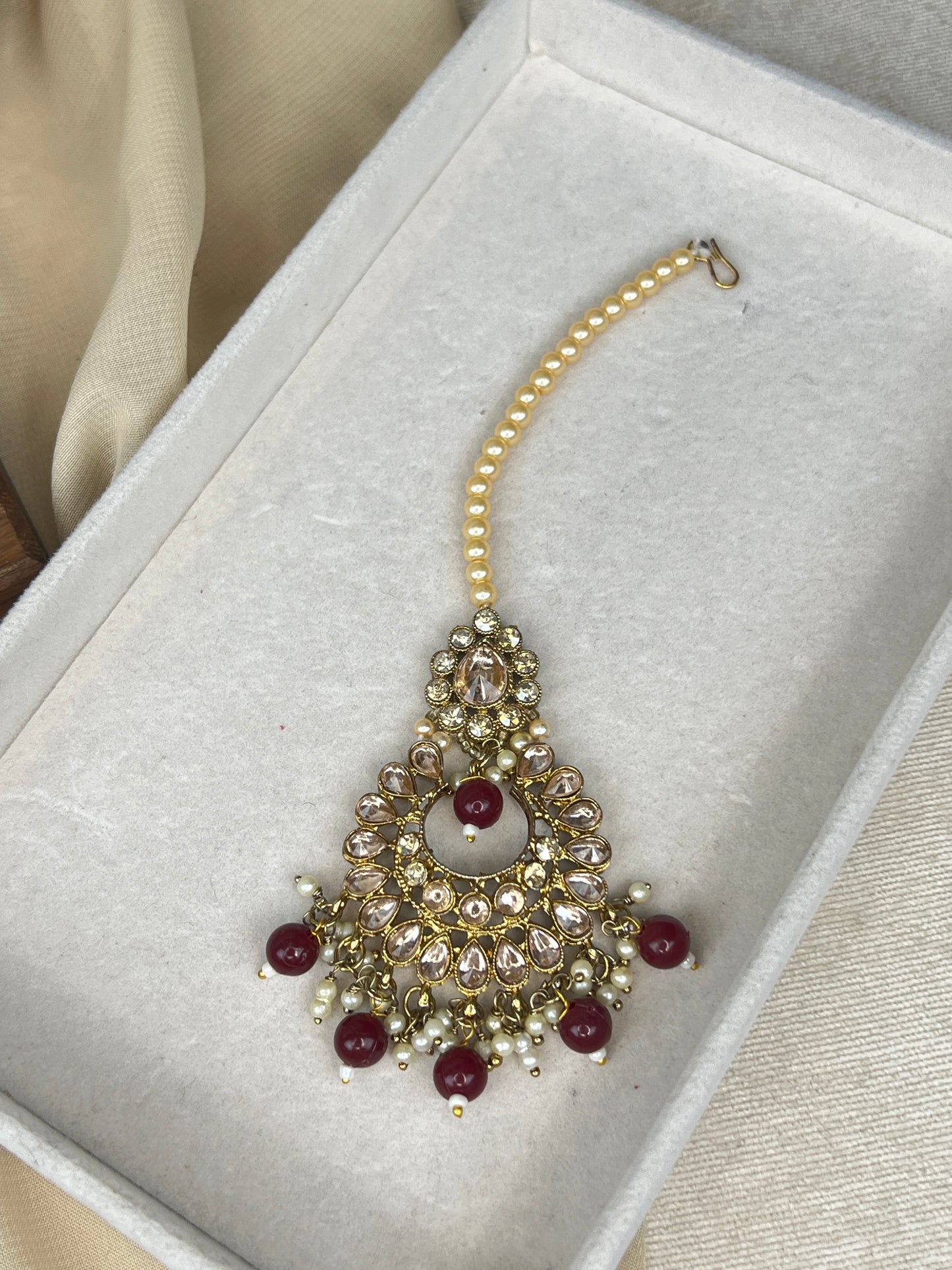 Large Bib Style Maroon Semi Bridal Set