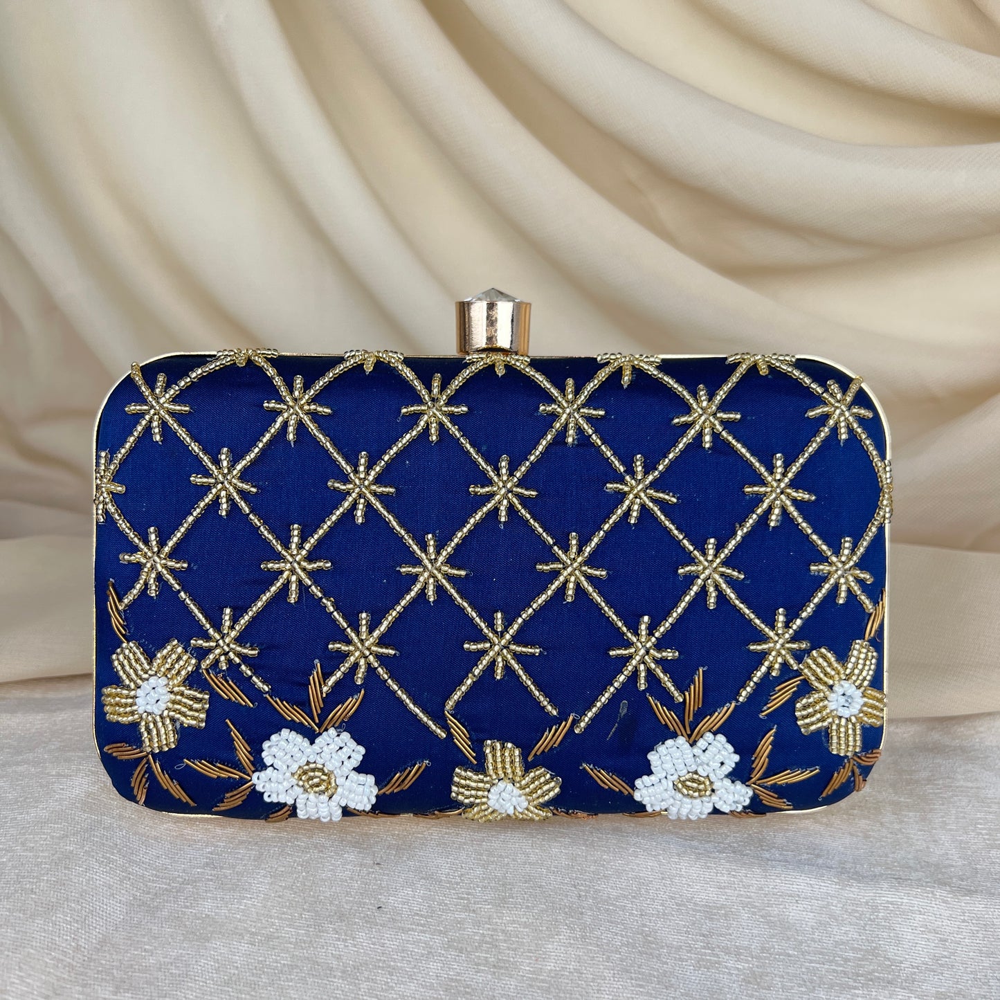 Gold Bead Embroidered Clutch