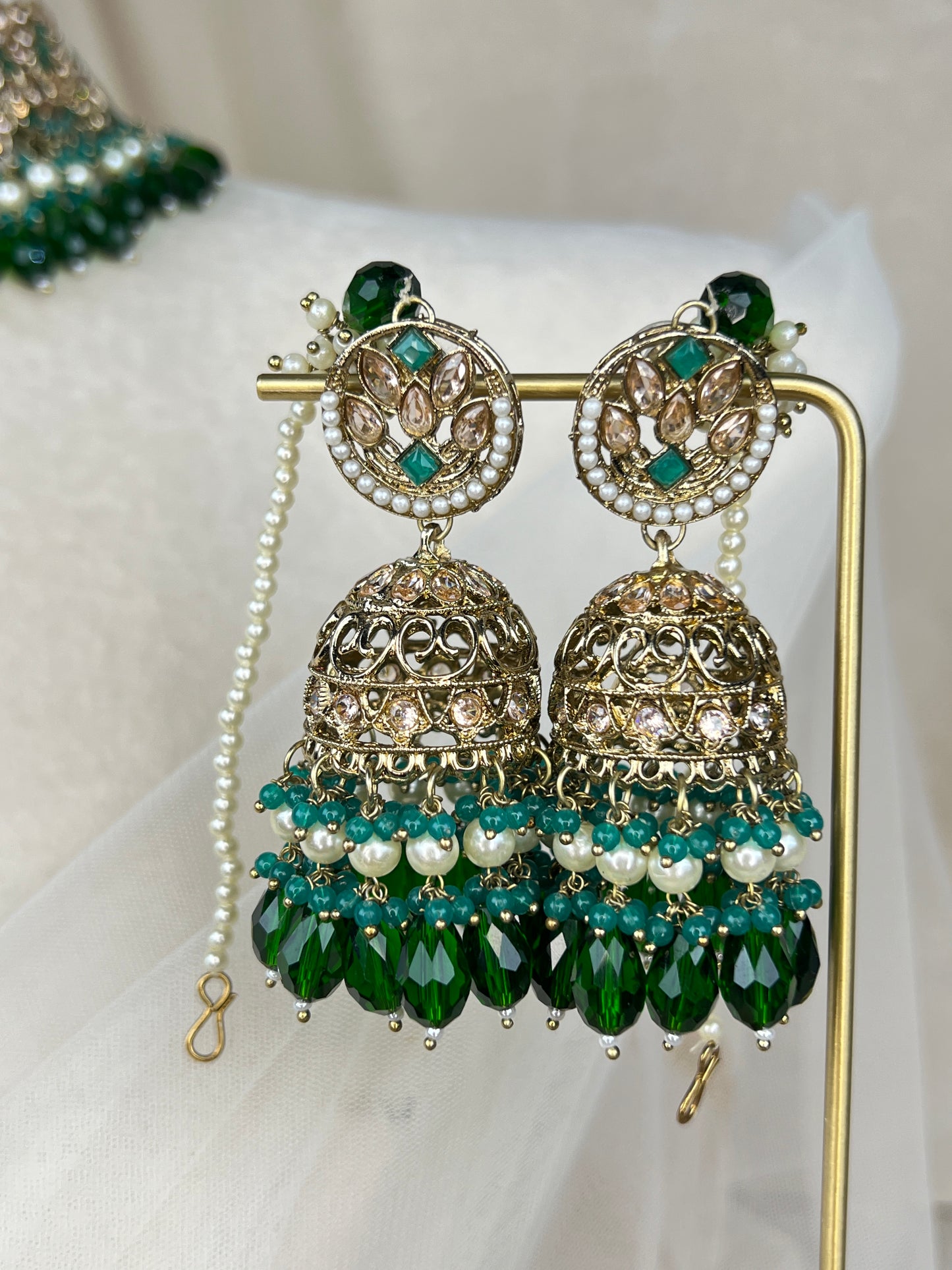 Pakistani Semi Bridal Choker Set w/Jhommar