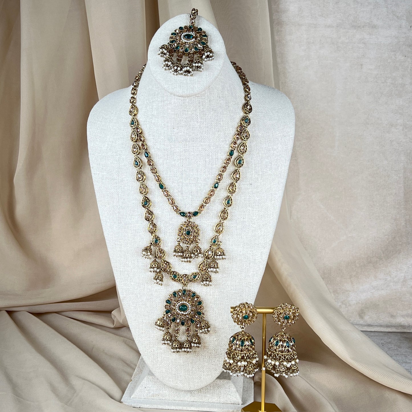 Polki Jhumka Long Necklace Set | Mala | Haar
