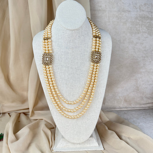 3 Layer Pearl Grooms Sherwani Necklace | Mala | Haar