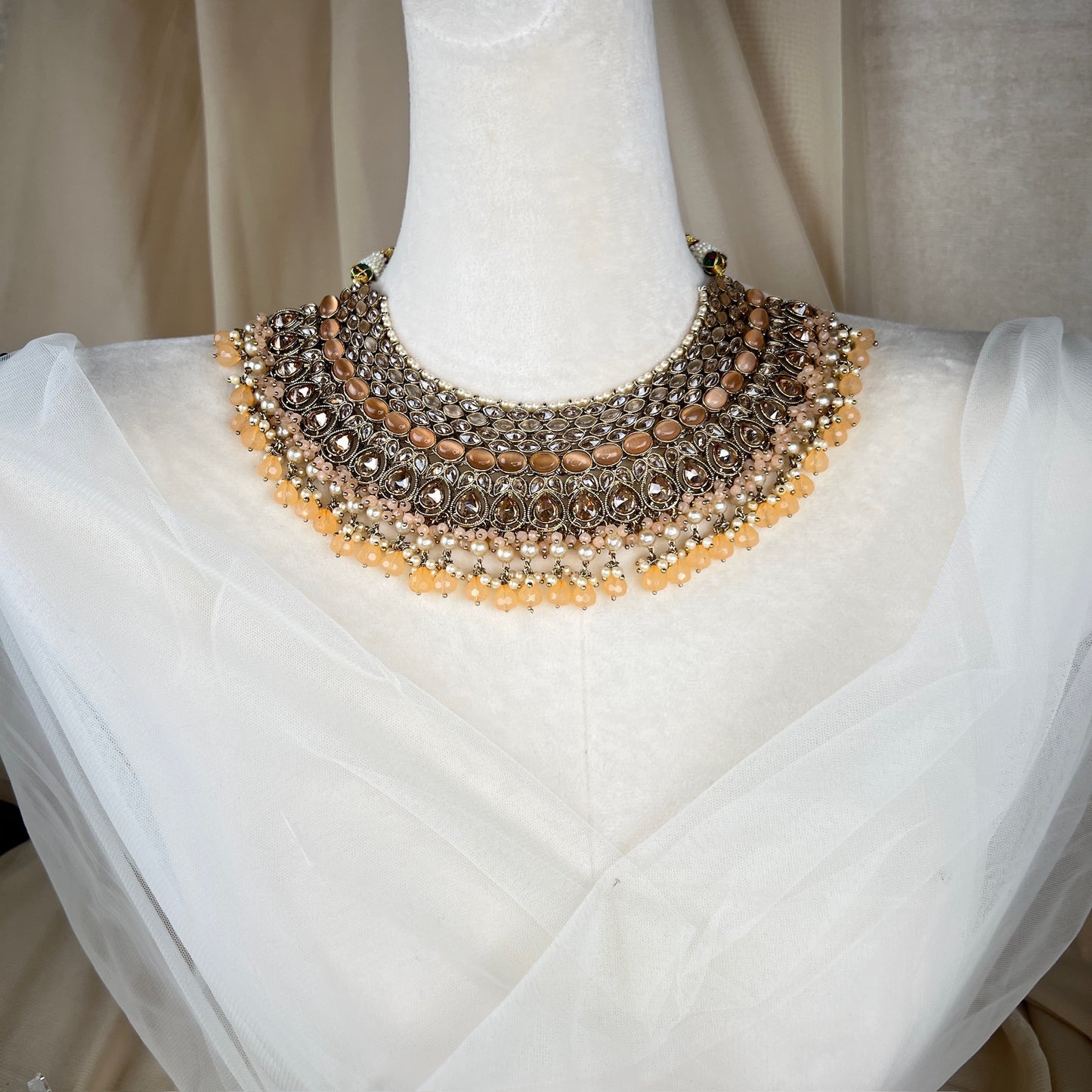 Large Bib Style Semi Bridal Set w/Jhoomar