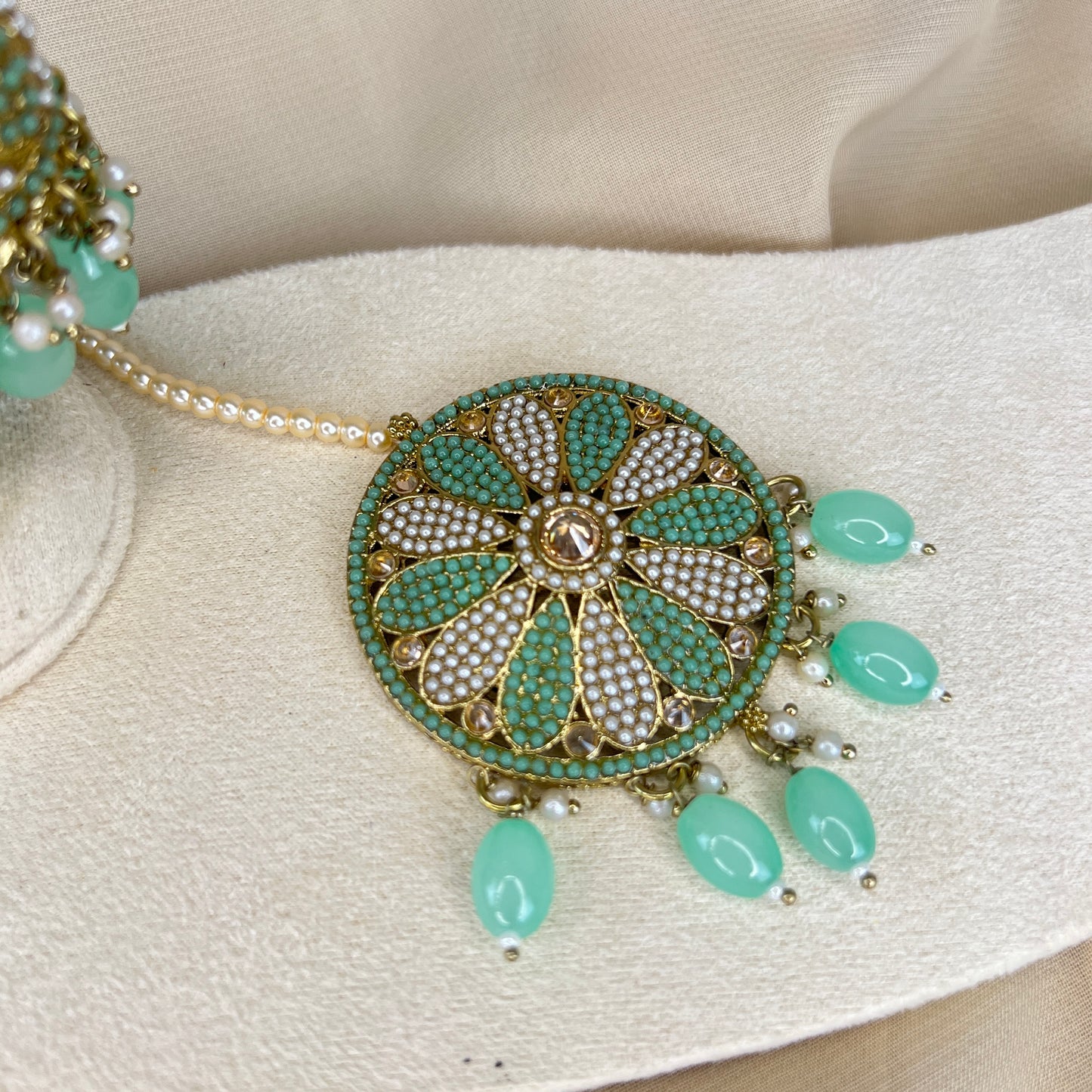 Nauratan Jhumka Oversized Earring and Tikka Set