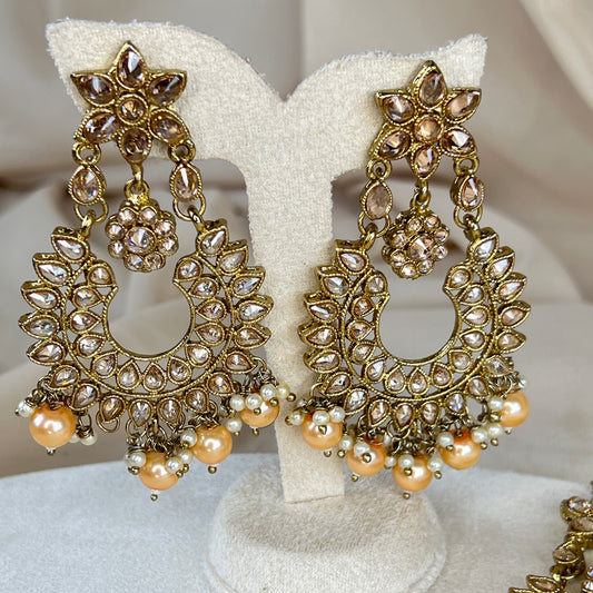 Oversized Polki Earring and Tikka Set