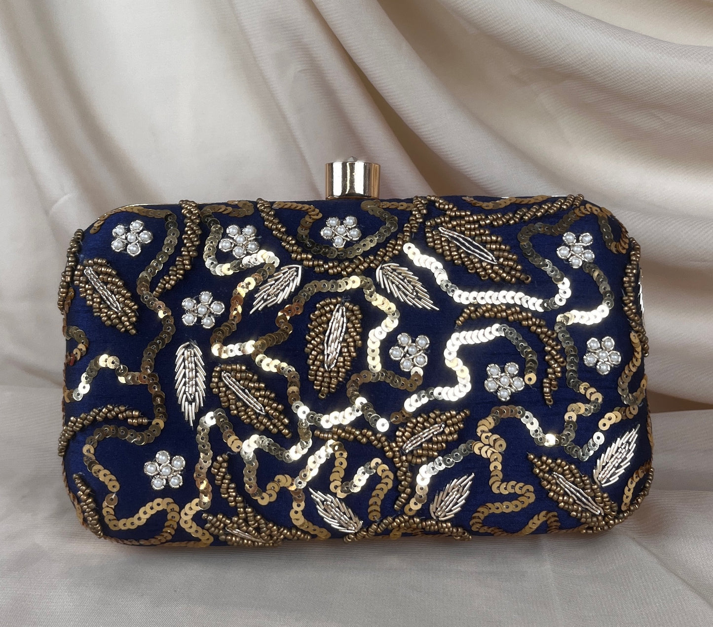 Embroidered Pearl Clutch