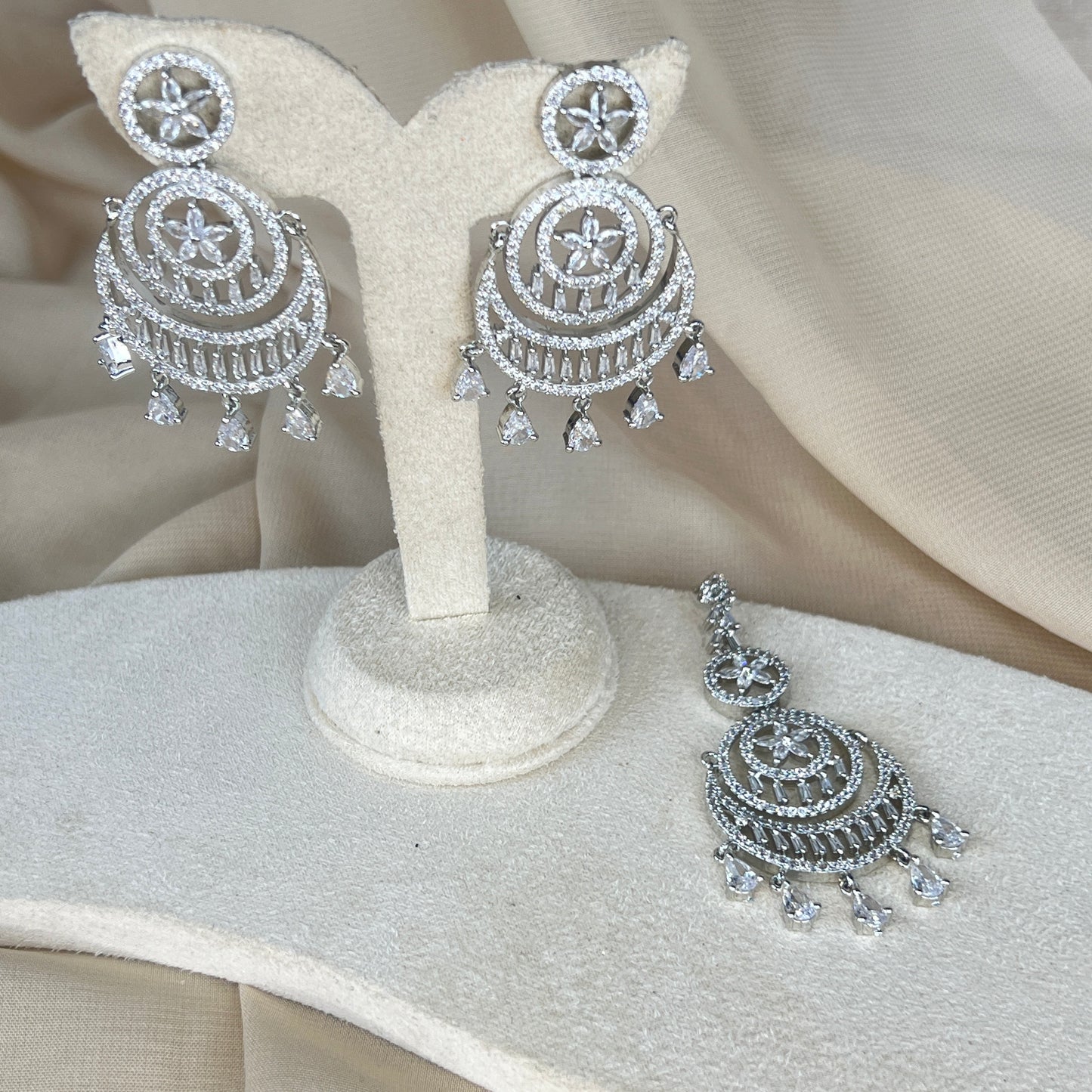 American Diamond | AD | Earring and Tikka Set