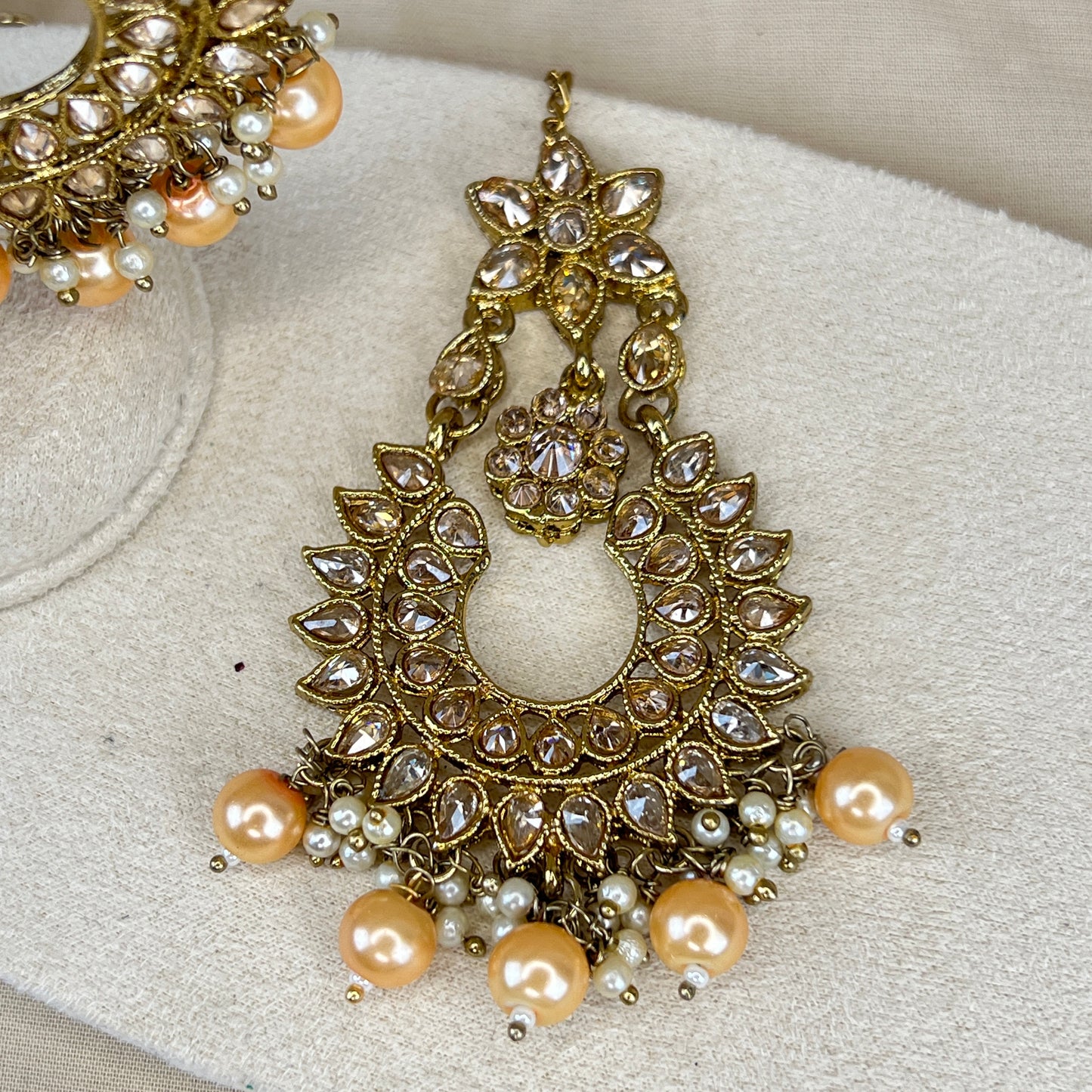Oversized Polki Earring and Tikka Set