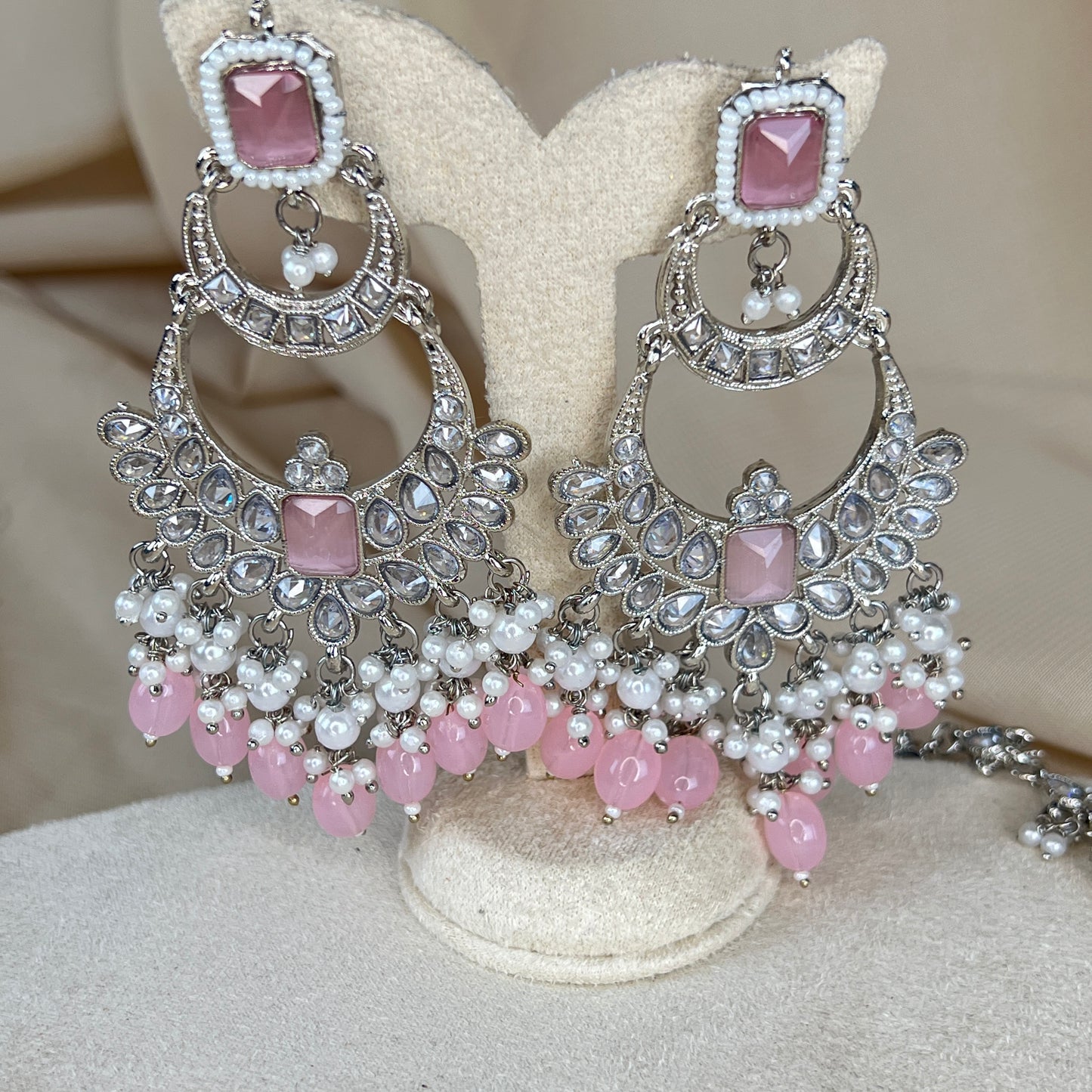 Large Silver Earring and Tikka Set