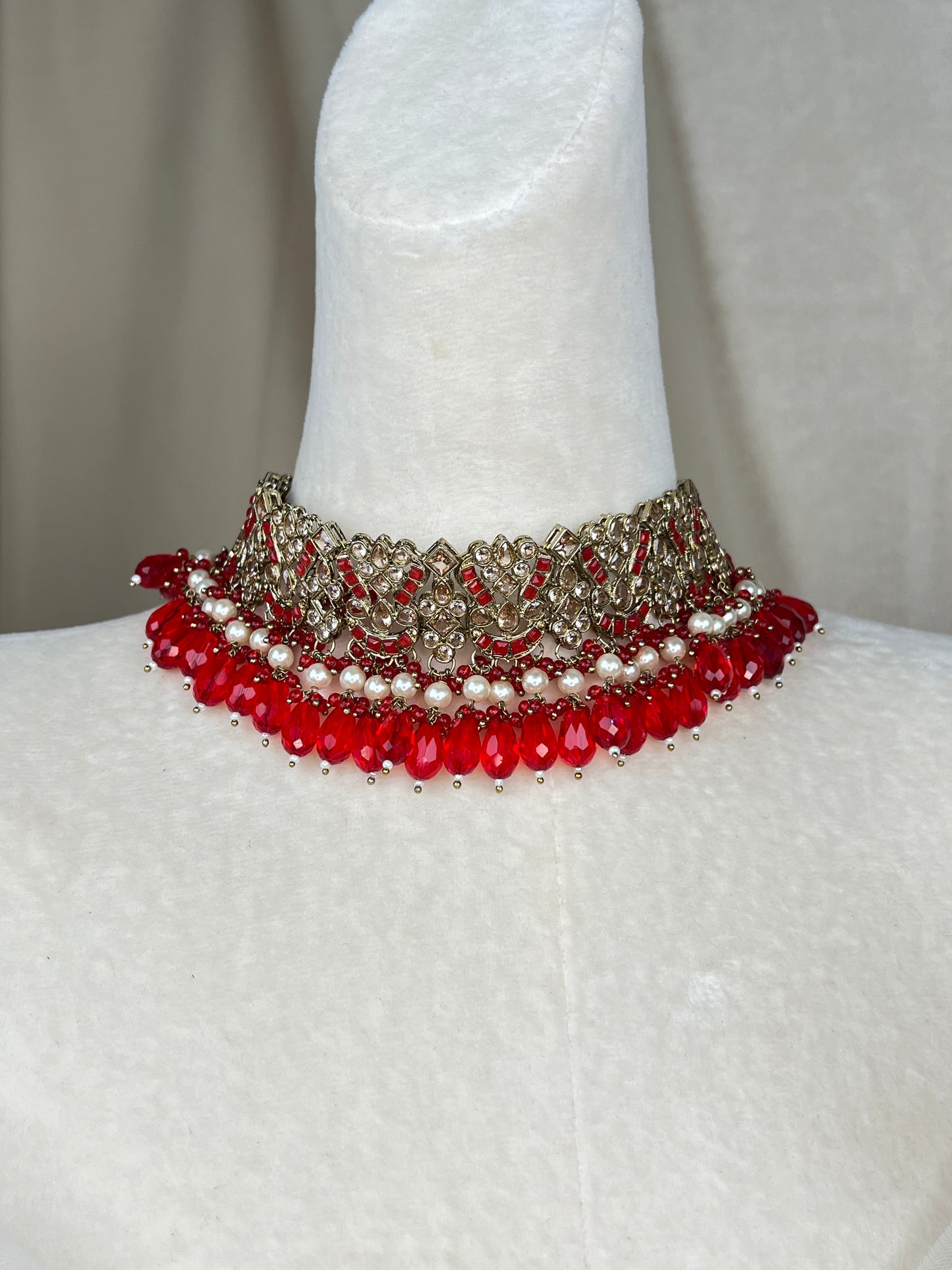 Pakistani Semi Bridal Choker Set w/Jhommar