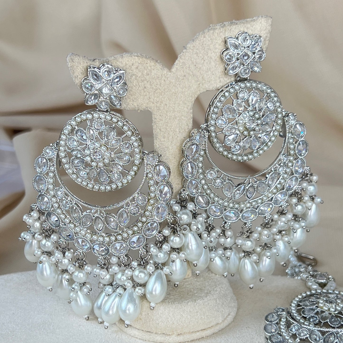 Large Silver Earring & Tikka Set