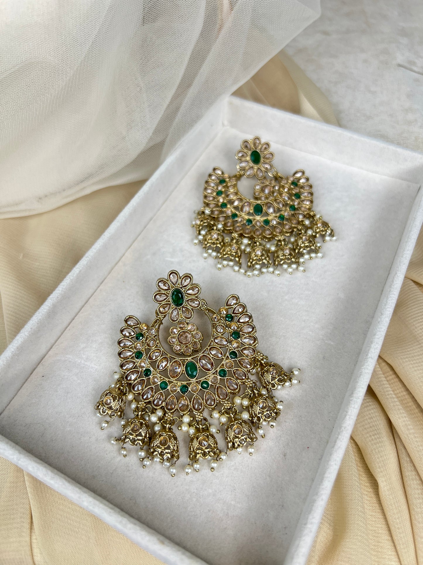 Large Semi Bridal Bib Jhumka Necklace Set
