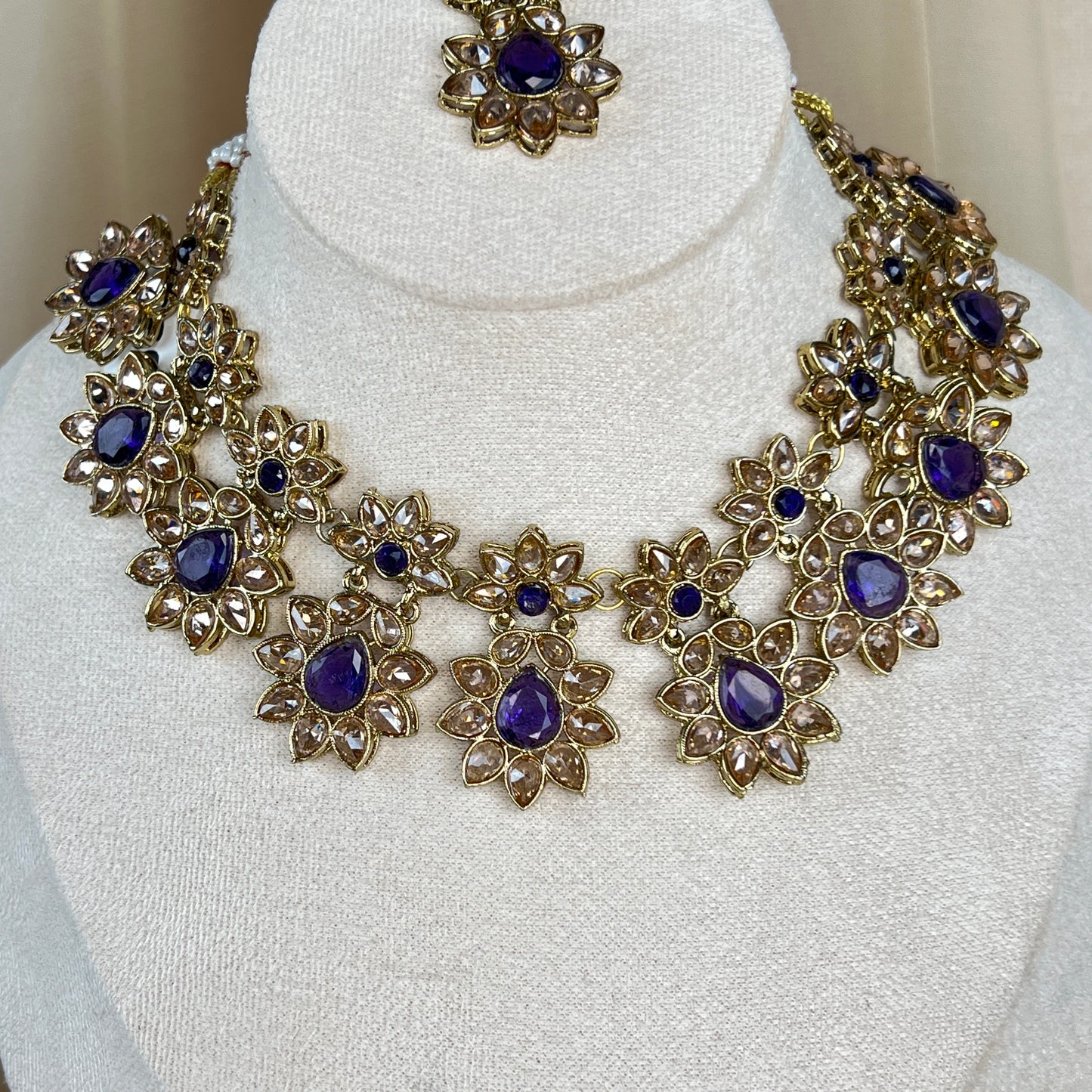 Flower Polki Necklace Set