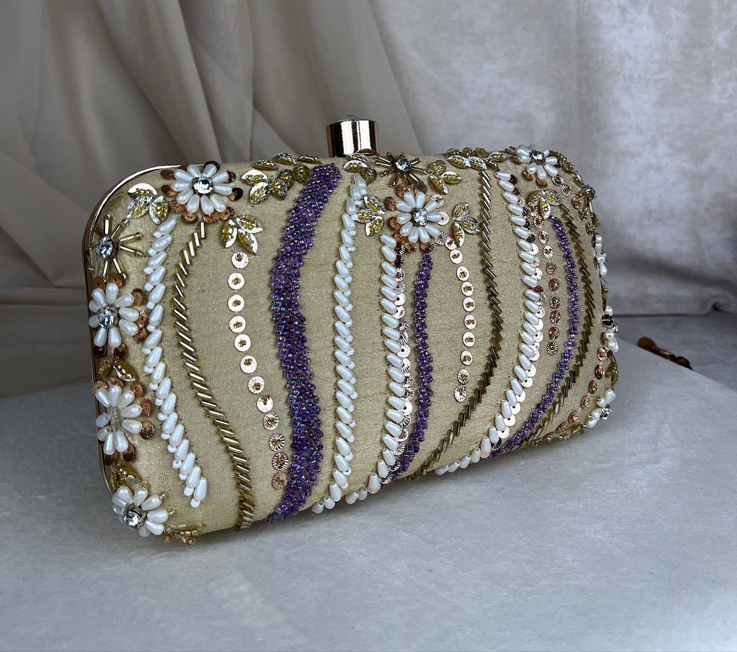 Embroidered Pearl Clutch
