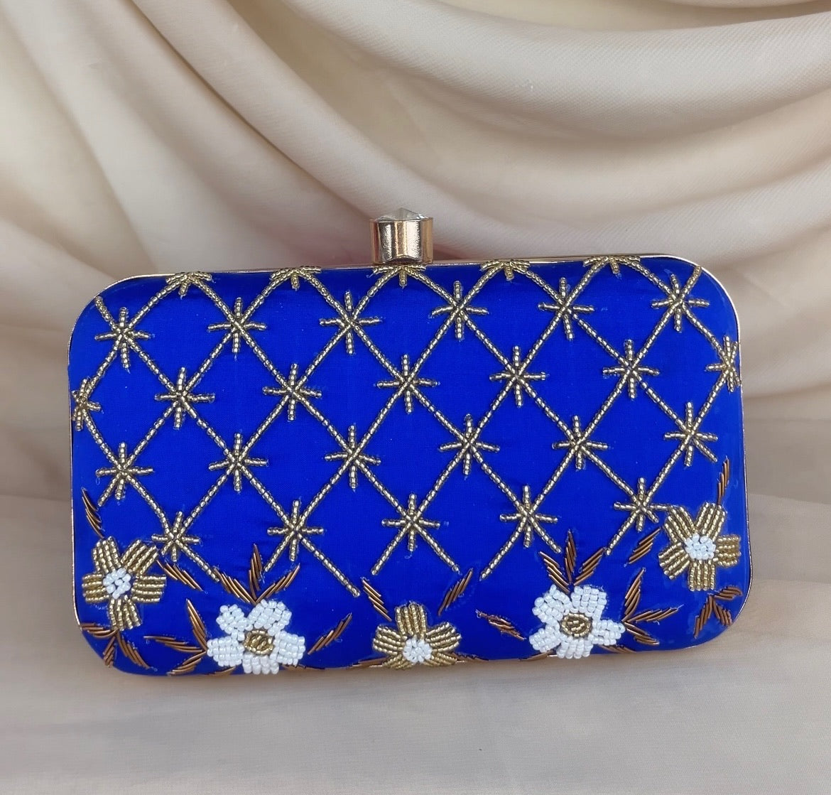 Gold Bead Embroidered Clutch